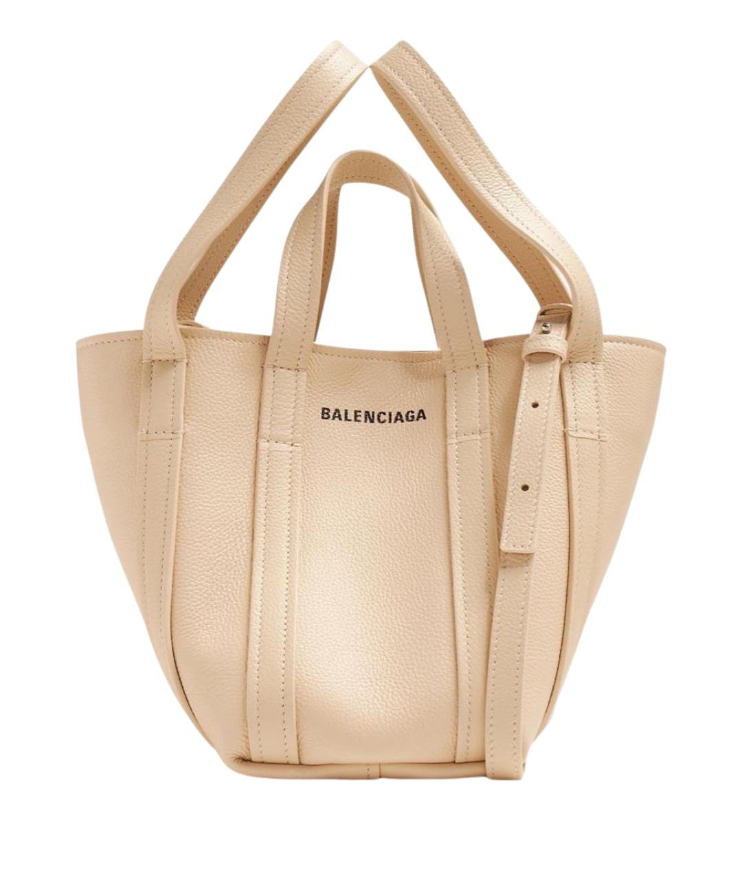 BALENCIAGA Бежевая кожаная сумка тоут, фото 1