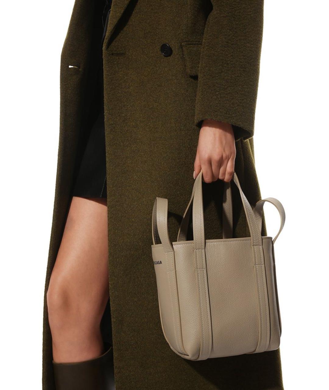 BALENCIAGA Бежевая кожаная сумка тоут, фото 7