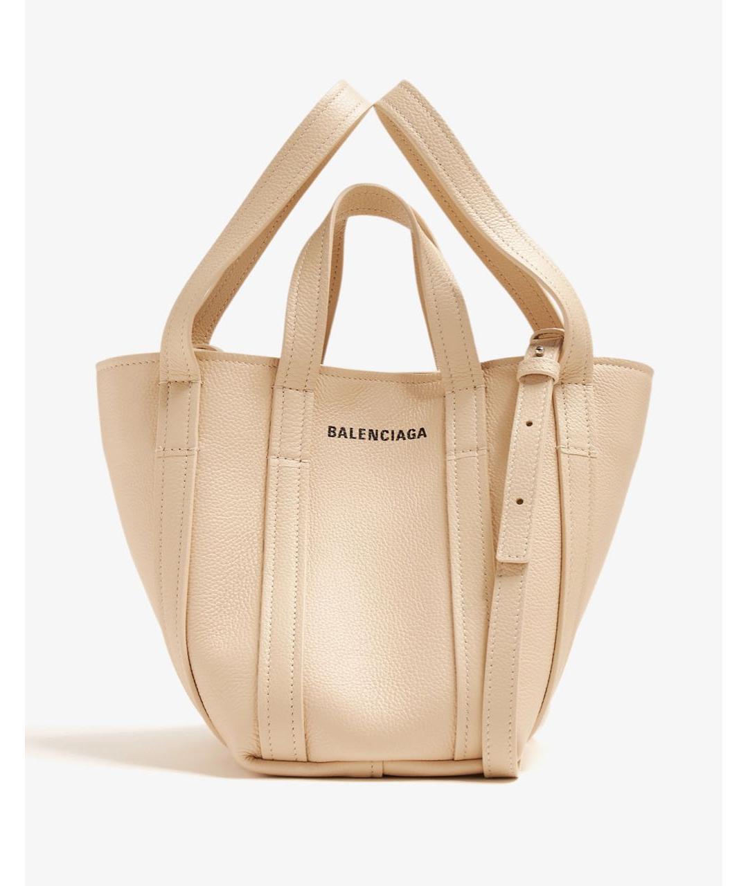 BALENCIAGA Бежевая кожаная сумка тоут, фото 9