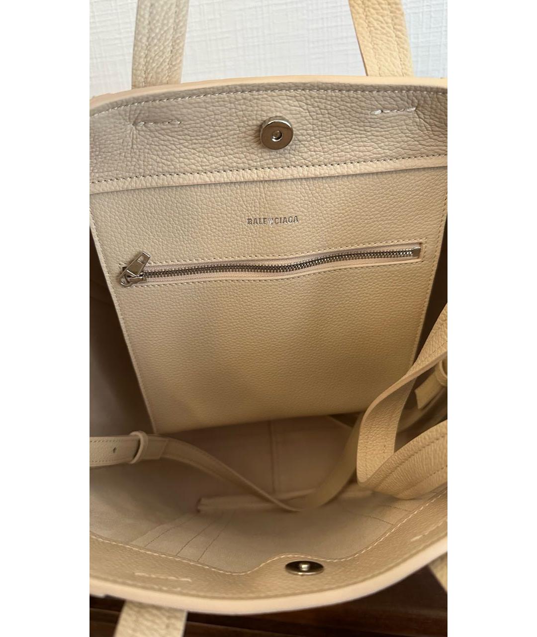 BALENCIAGA Бежевая кожаная сумка тоут, фото 4