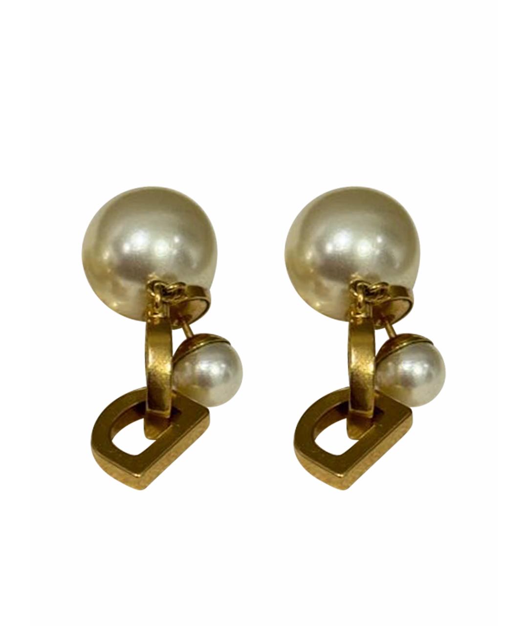 CHRISTIAN DIOR Белые металлические серьги, фото 1