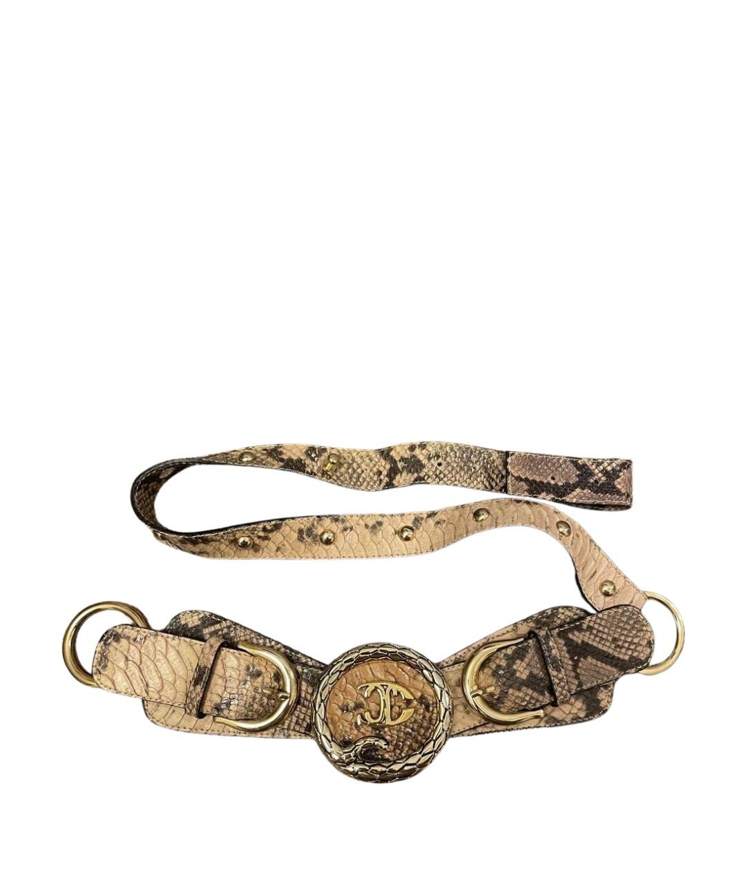 JUST CAVALLI Бежевый ремень из экзотической кожи, фото 1