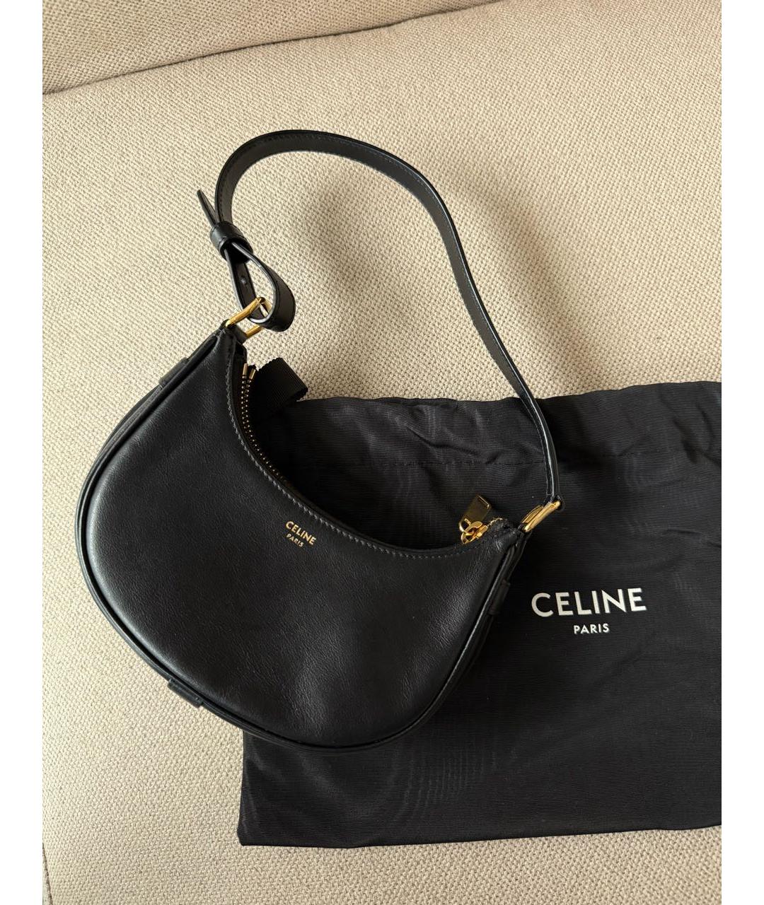 CELINE Черная кожаная сумка с короткими ручками, фото 8