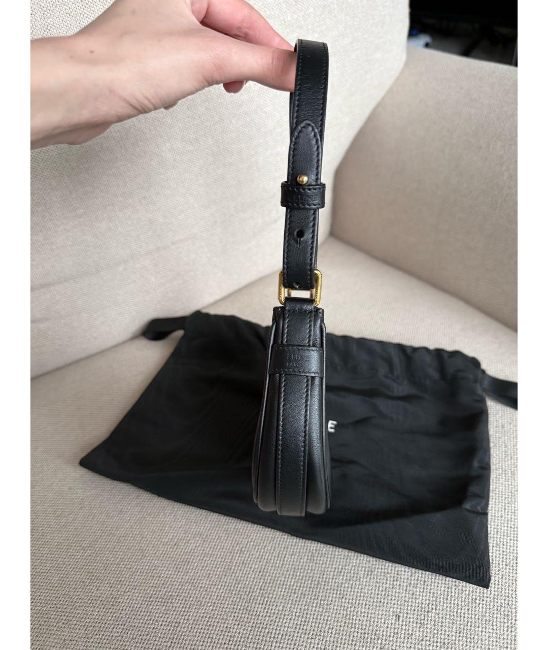 CELINE Черная кожаная сумка с короткими ручками, фото 4