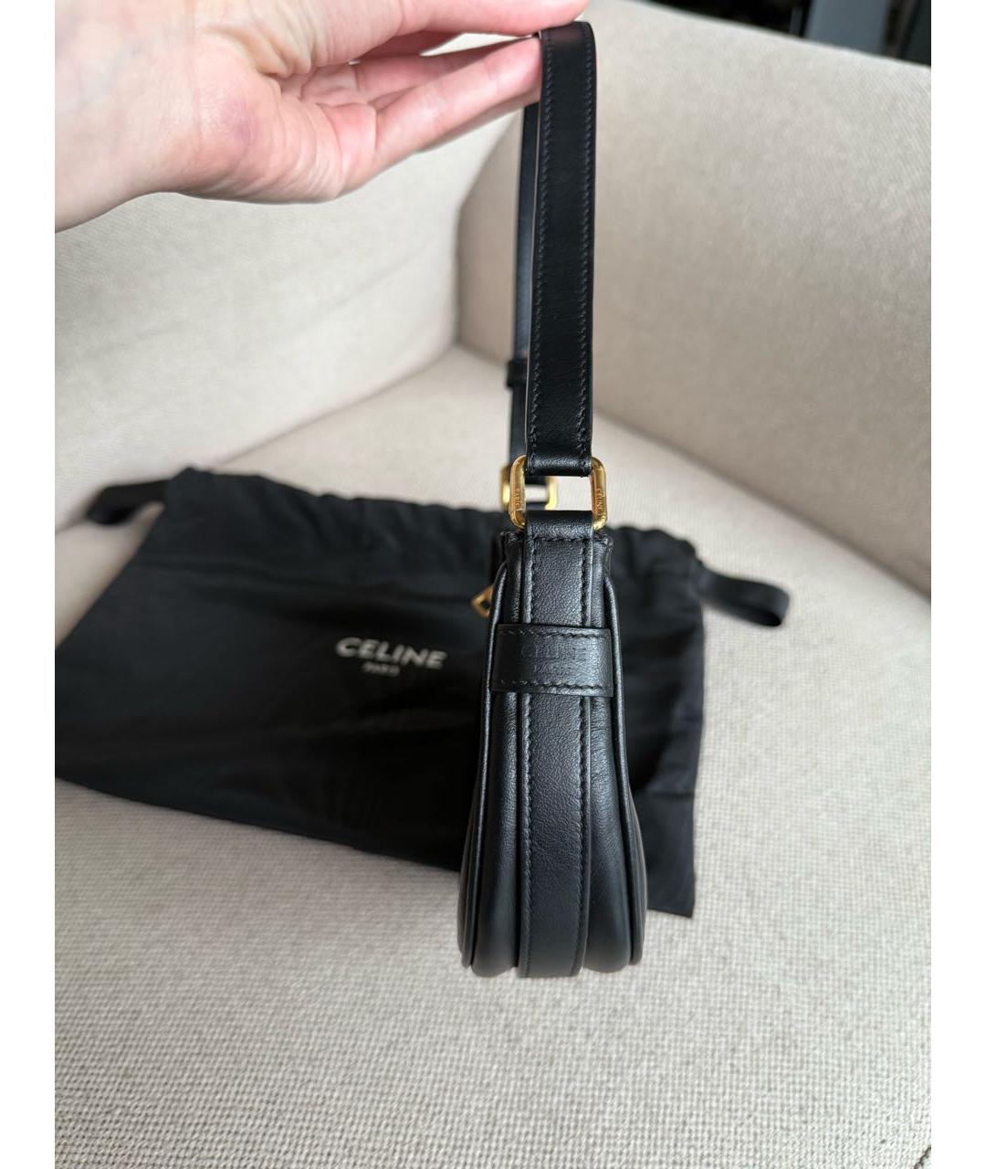 CELINE Черная кожаная сумка с короткими ручками, фото 6
