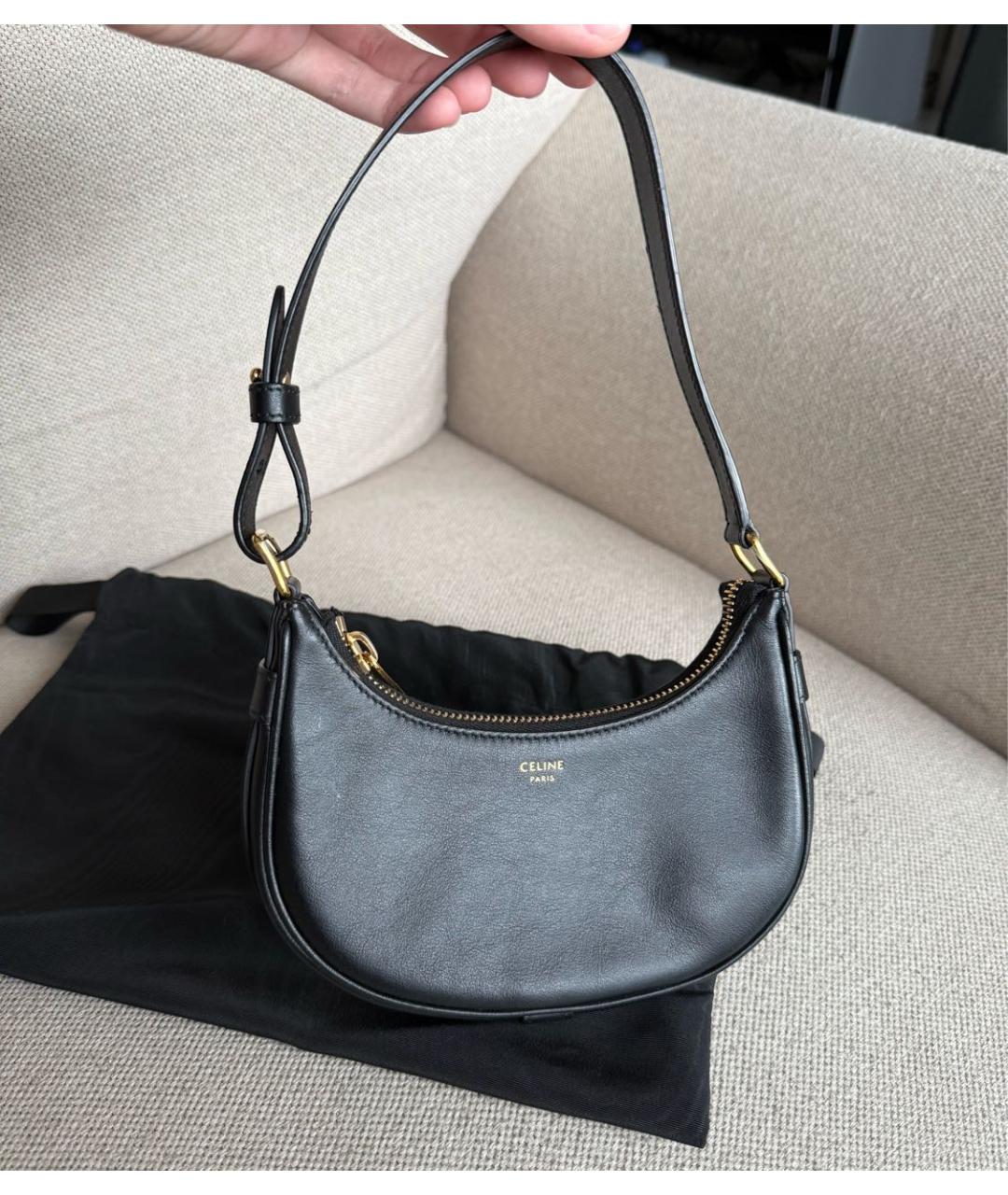 CELINE Черная кожаная сумка с короткими ручками, фото 3