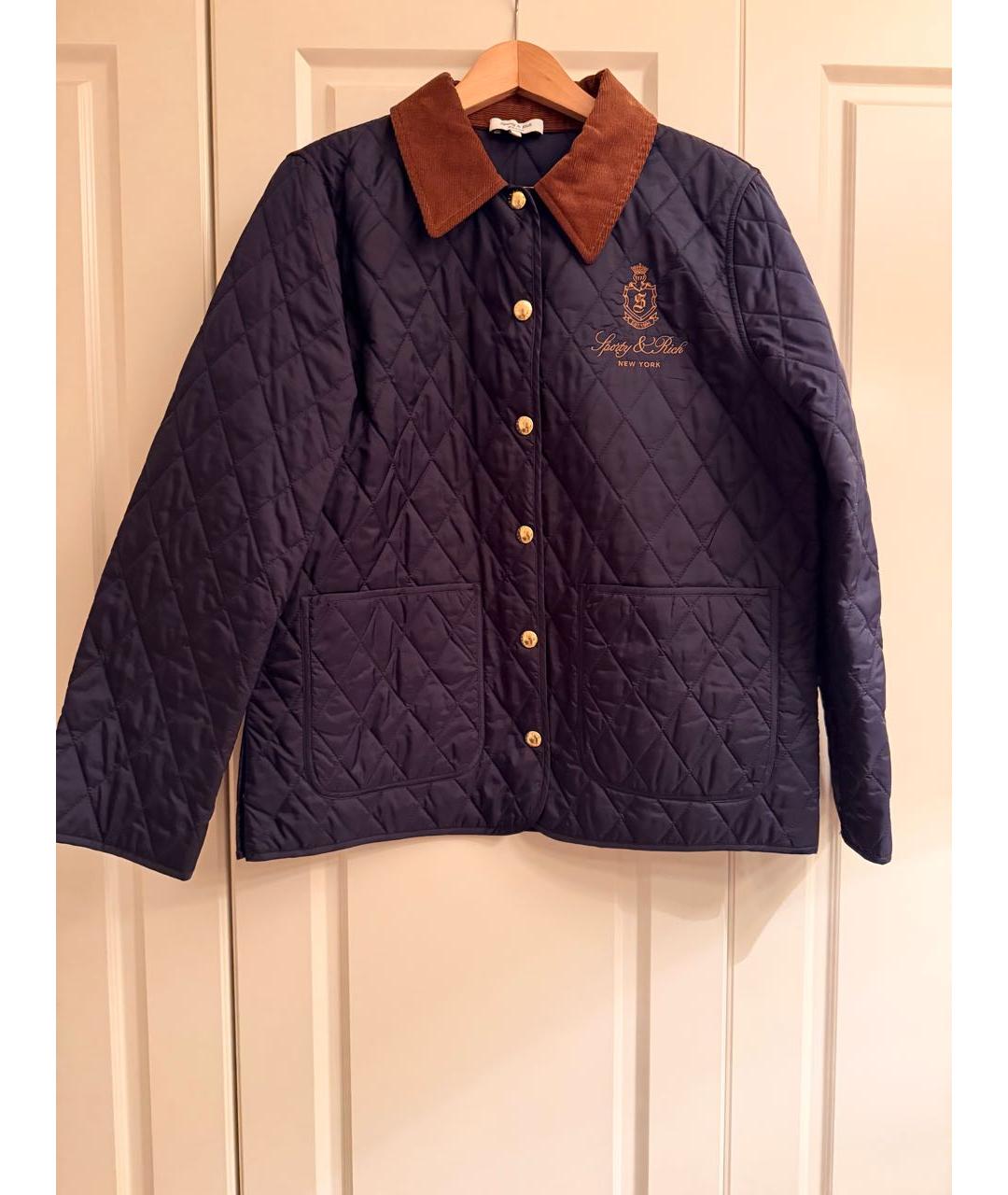 SPORTY AND RICH Темно-синяя полиэстеровая куртка, фото 5