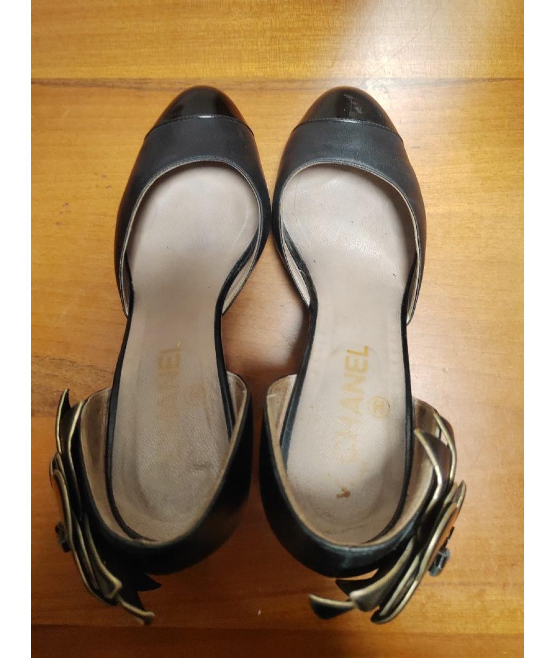 CHANEL Черные кожаные туфли, фото 4