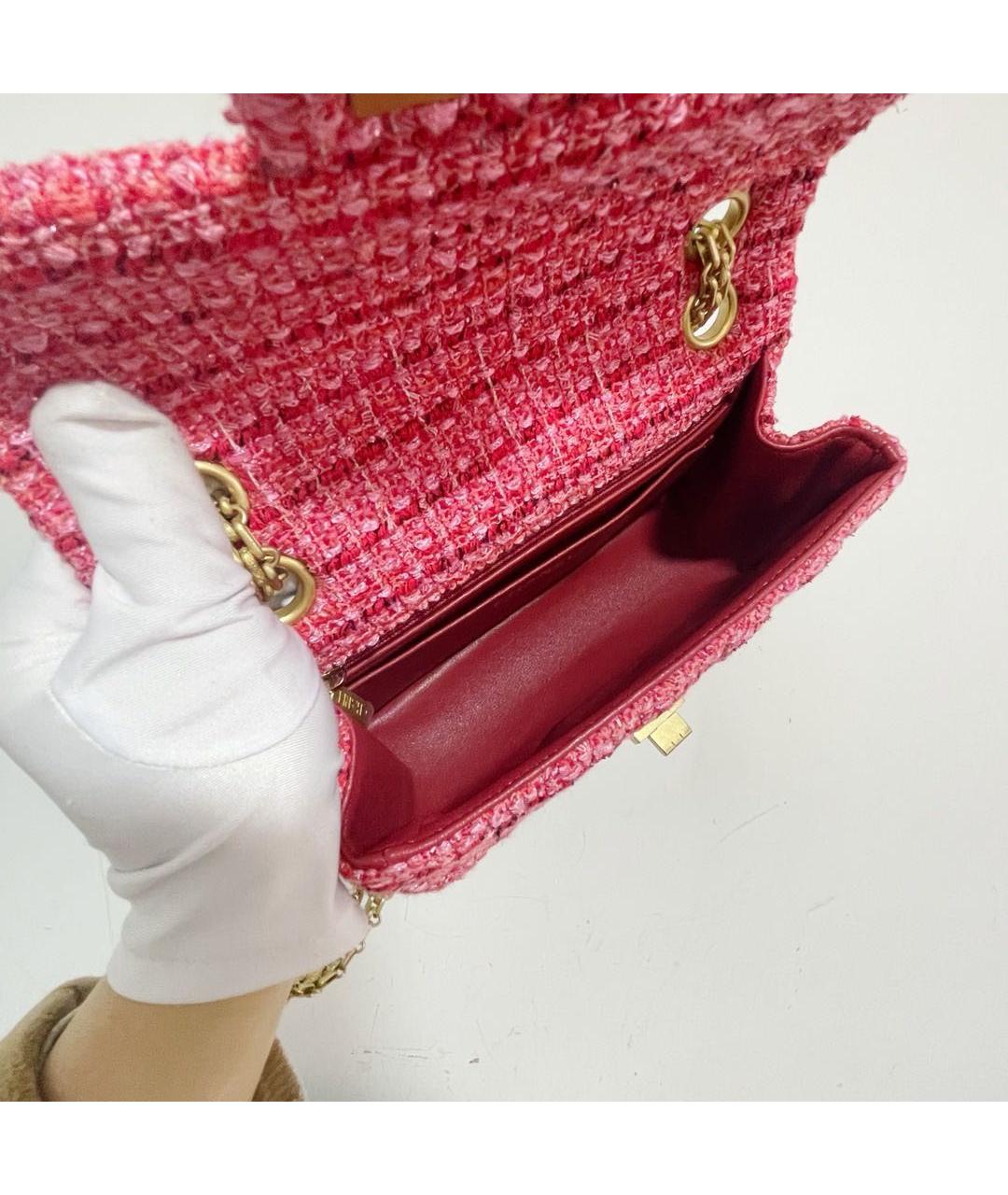 CHANEL Розовая твидовая сумка через плечо, фото 6