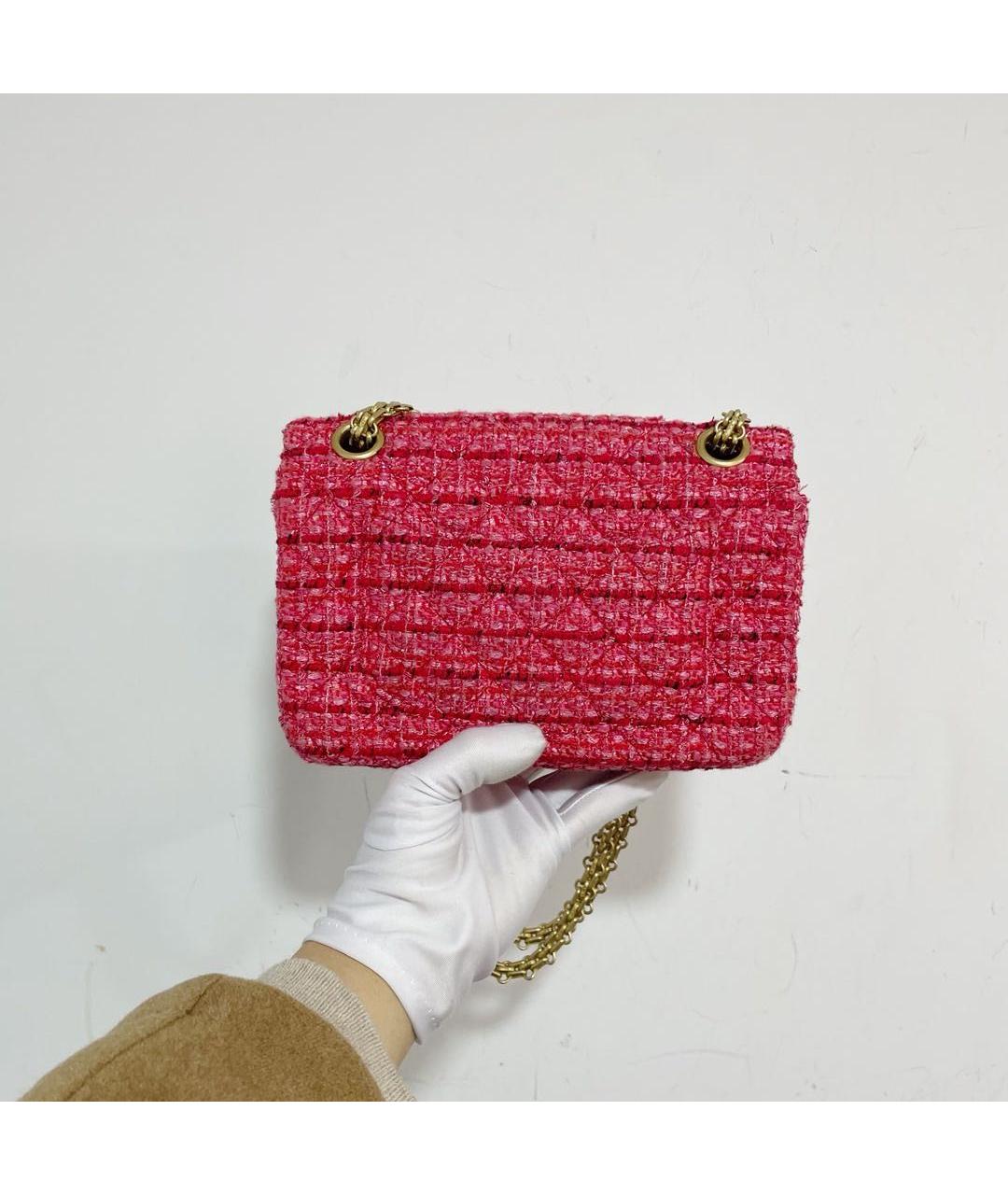 CHANEL Розовая твидовая сумка через плечо, фото 3