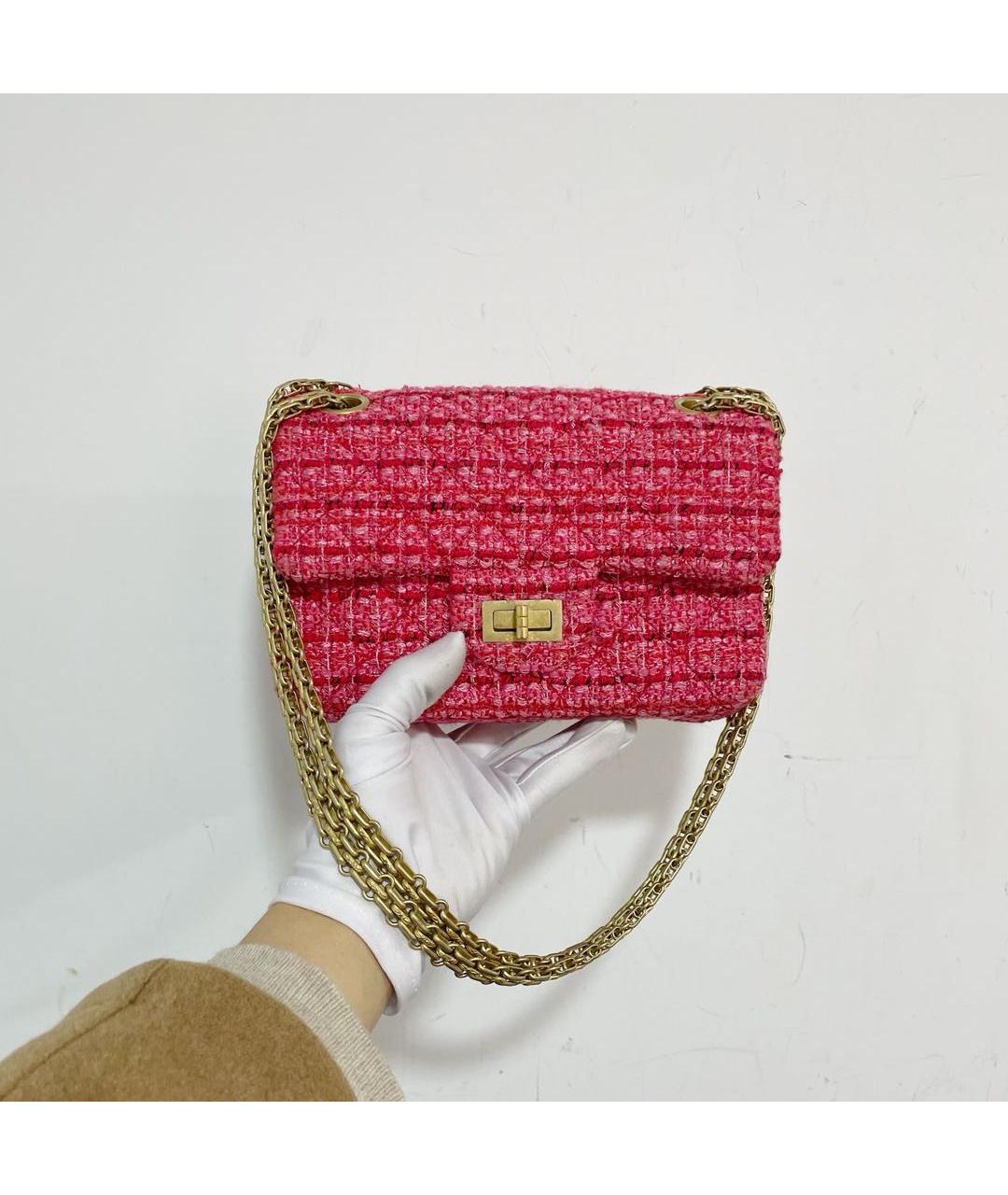CHANEL Розовая твидовая сумка через плечо, фото 2