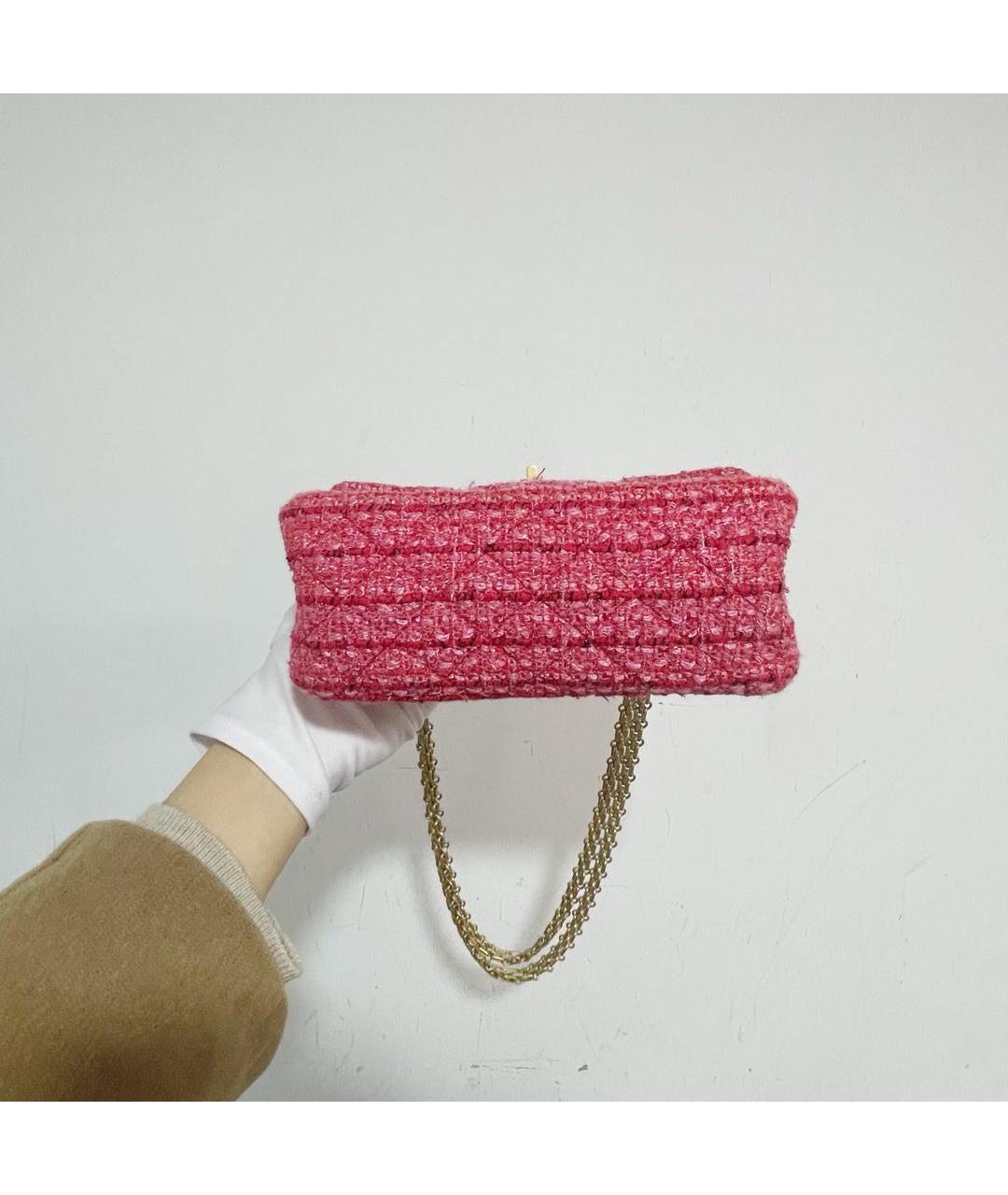 CHANEL Розовая твидовая сумка через плечо, фото 5