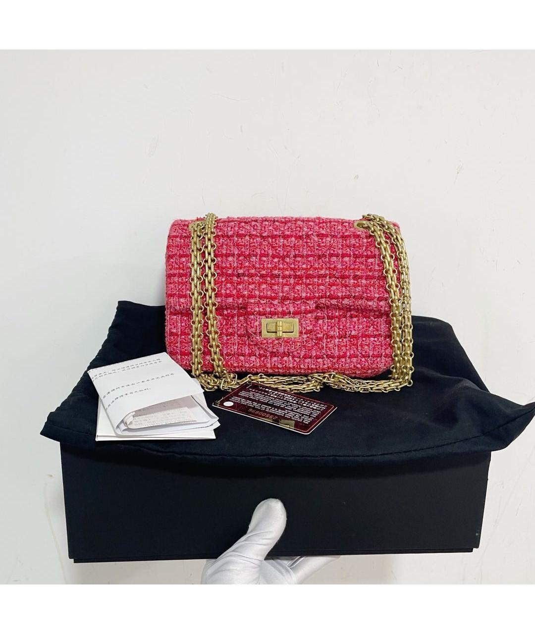 CHANEL Розовая твидовая сумка через плечо, фото 7