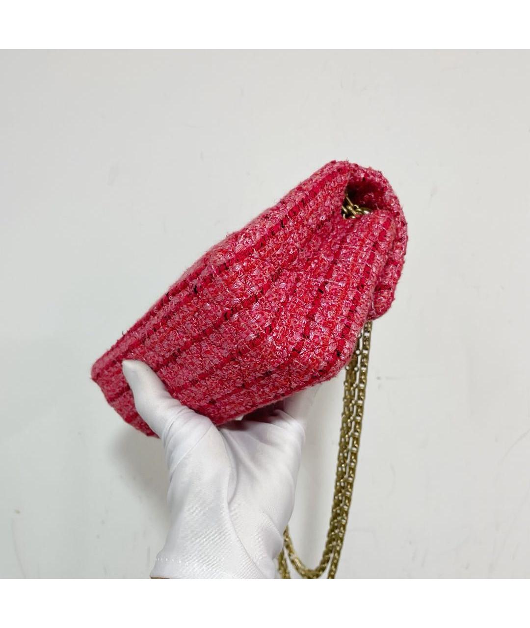 CHANEL Розовая твидовая сумка через плечо, фото 4