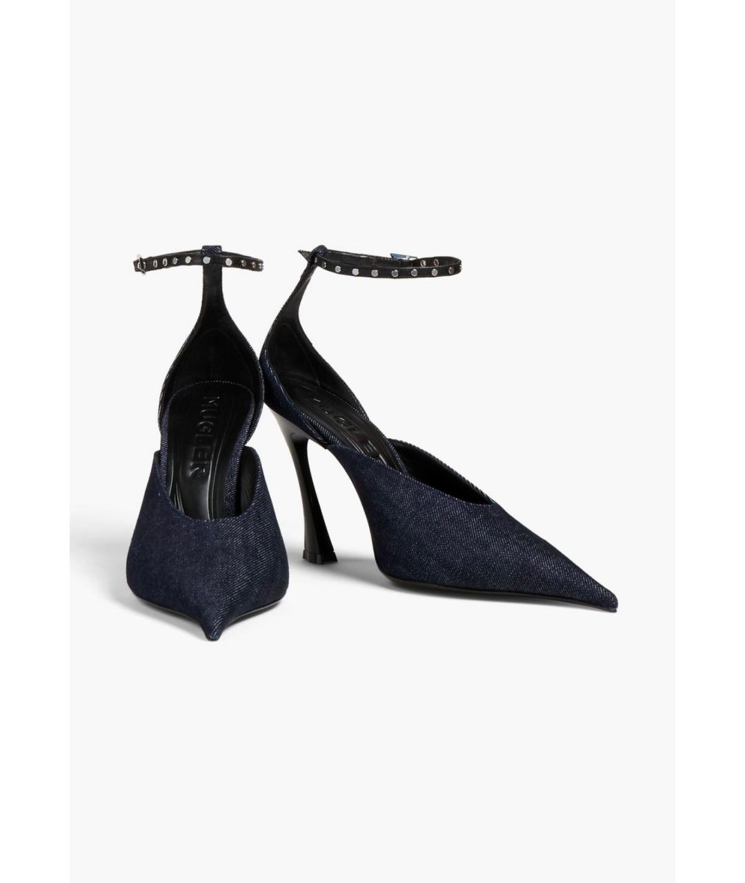 MUGLER Темно-синие текстильные туфли, фото 2