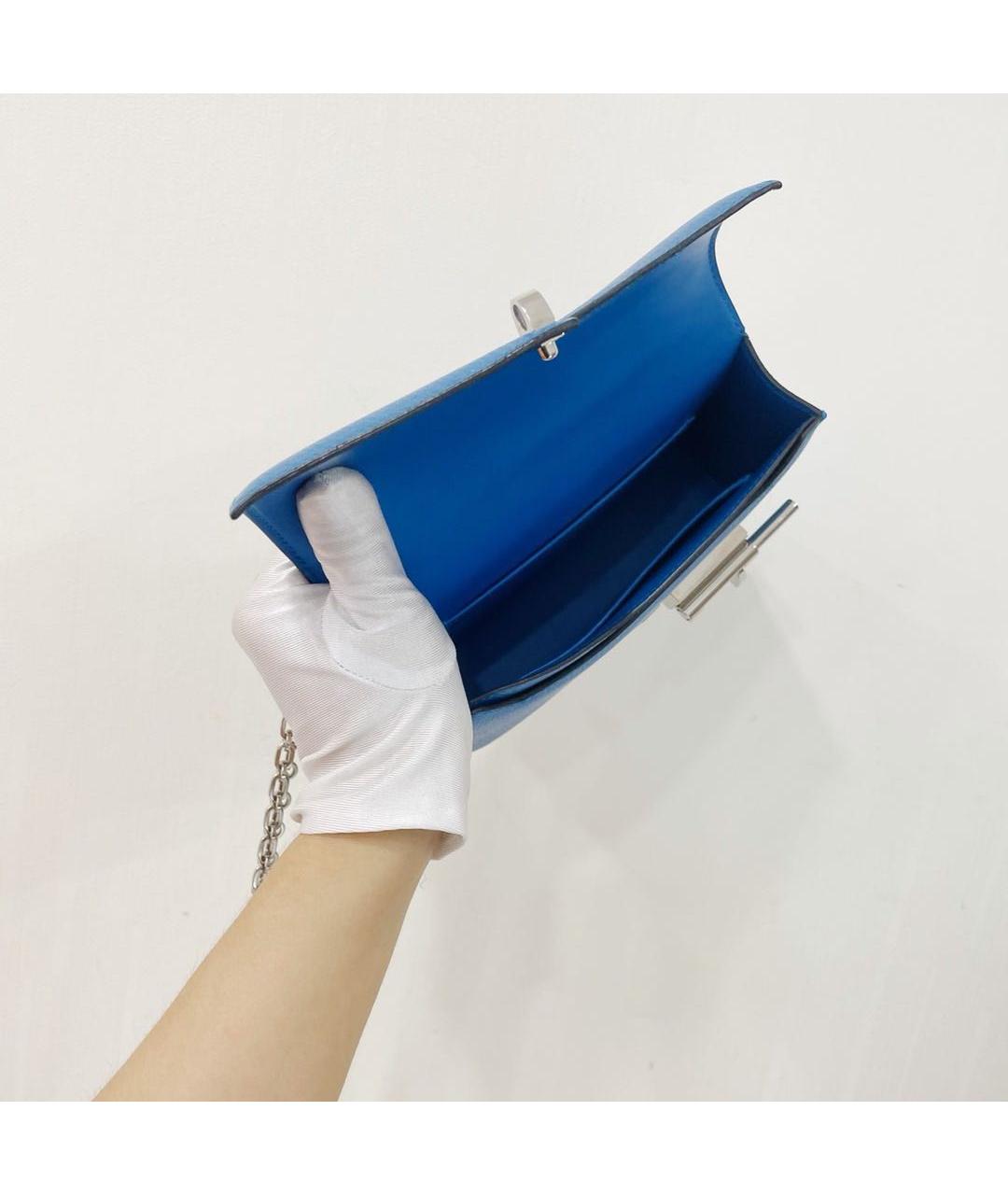 HERMES Голубая кожаная сумка через плечо, фото 6