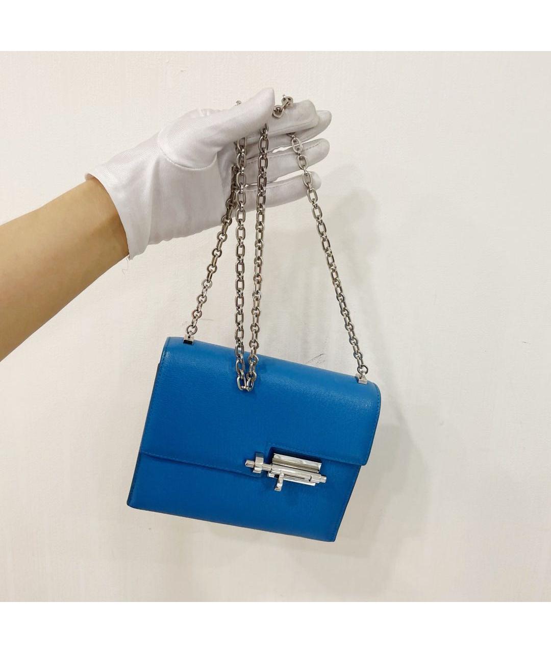 HERMES Голубая кожаная сумка через плечо, фото 7