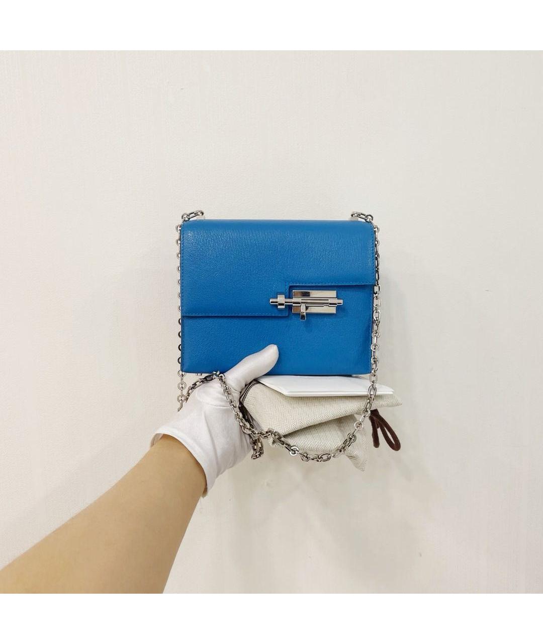 HERMES Голубая кожаная сумка через плечо, фото 2