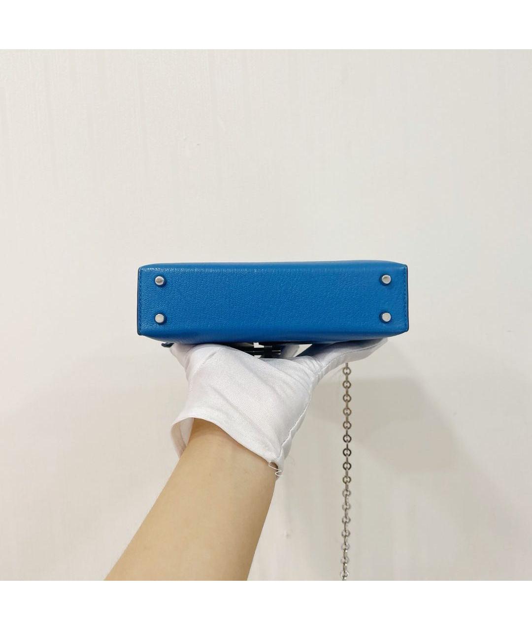 HERMES Голубая кожаная сумка через плечо, фото 5