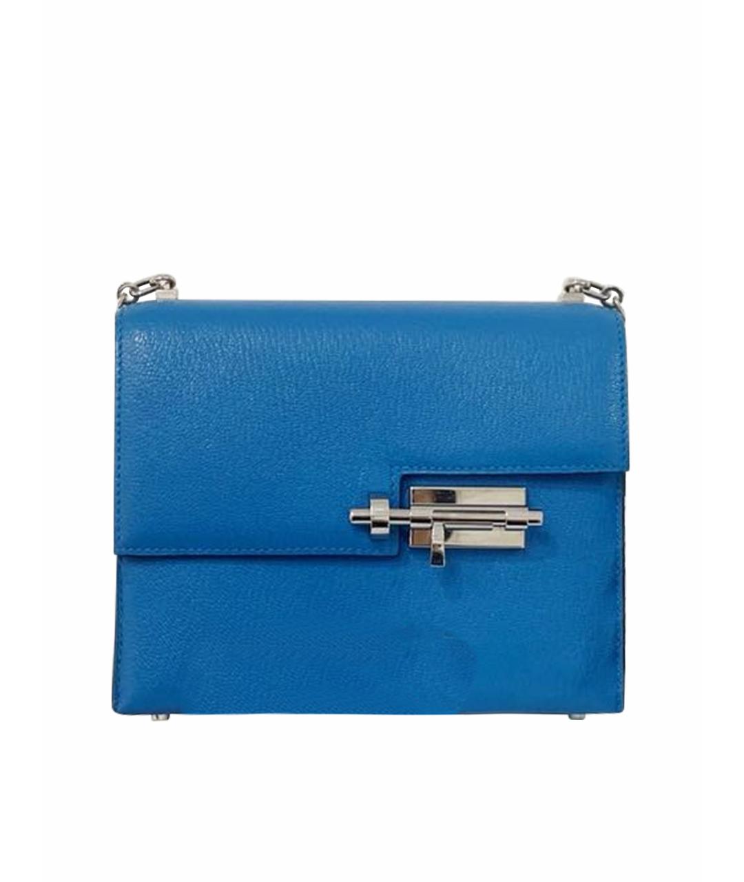 HERMES Голубая кожаная сумка через плечо, фото 1