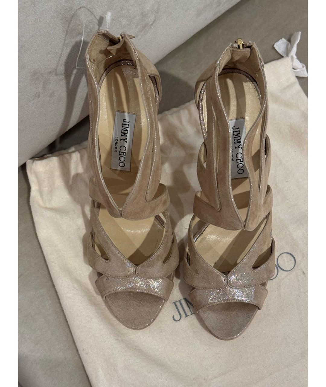 JIMMY CHOO Бежевые кожаные босоножки, фото 4