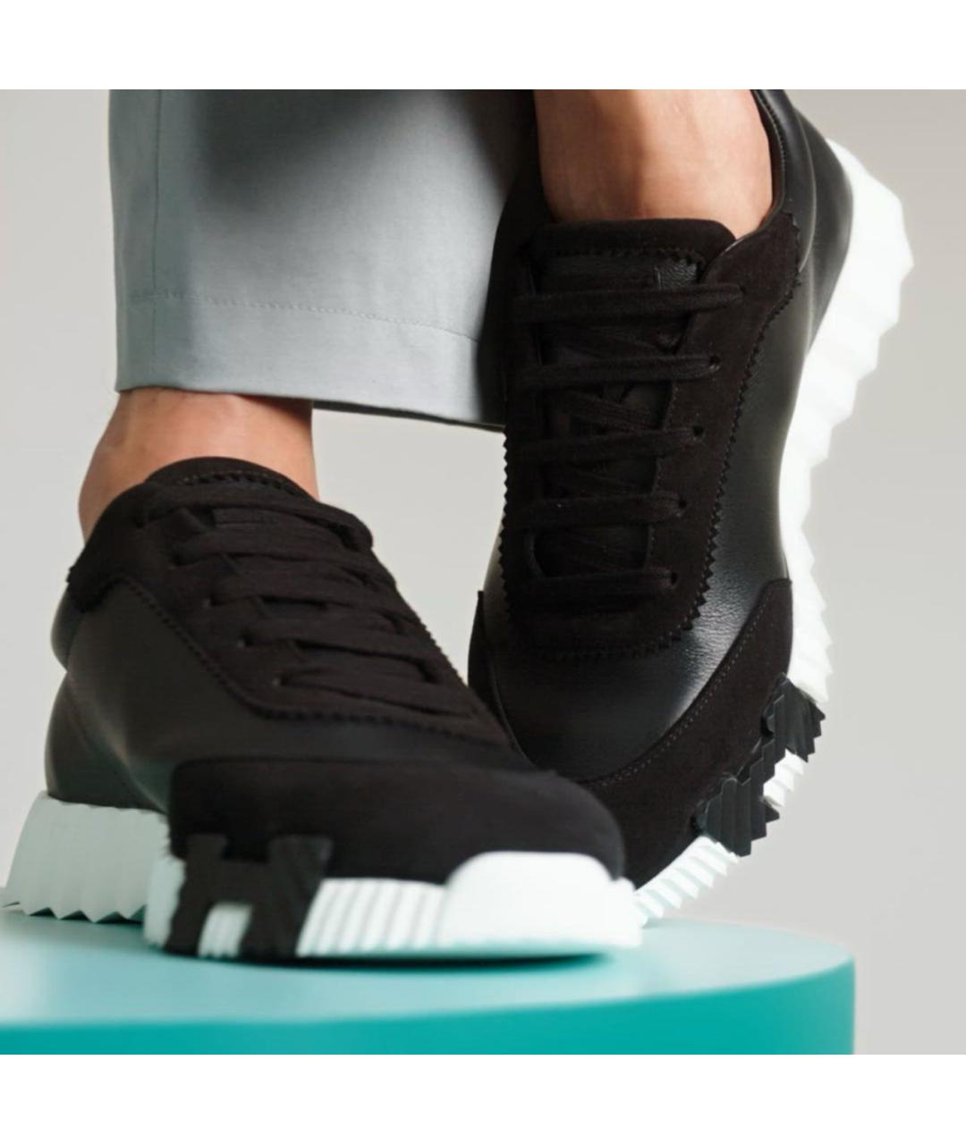 HERMES Черные кожаные низкие кроссовки / кеды, фото 6