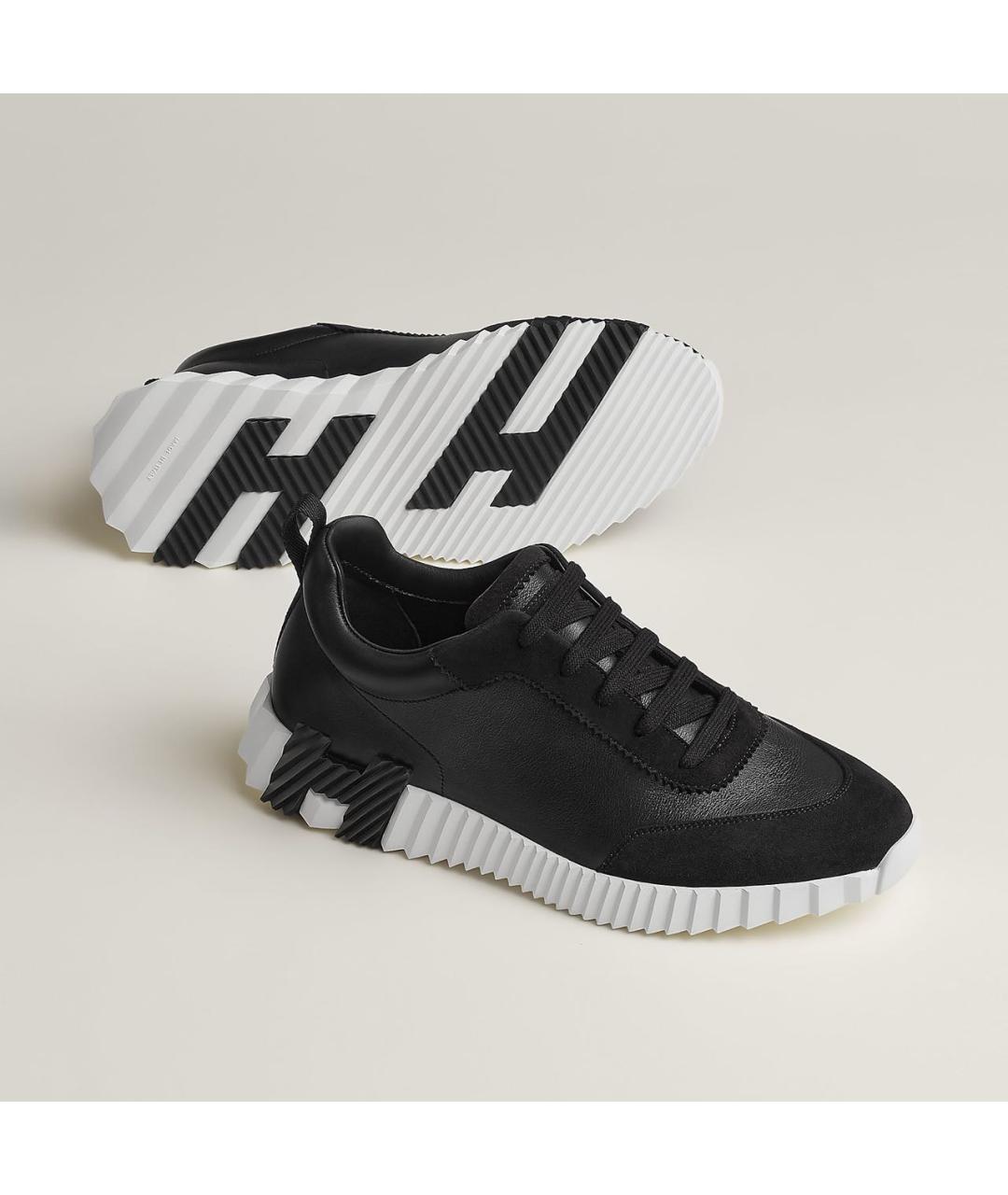 HERMES Черные кожаные низкие кроссовки / кеды, фото 3