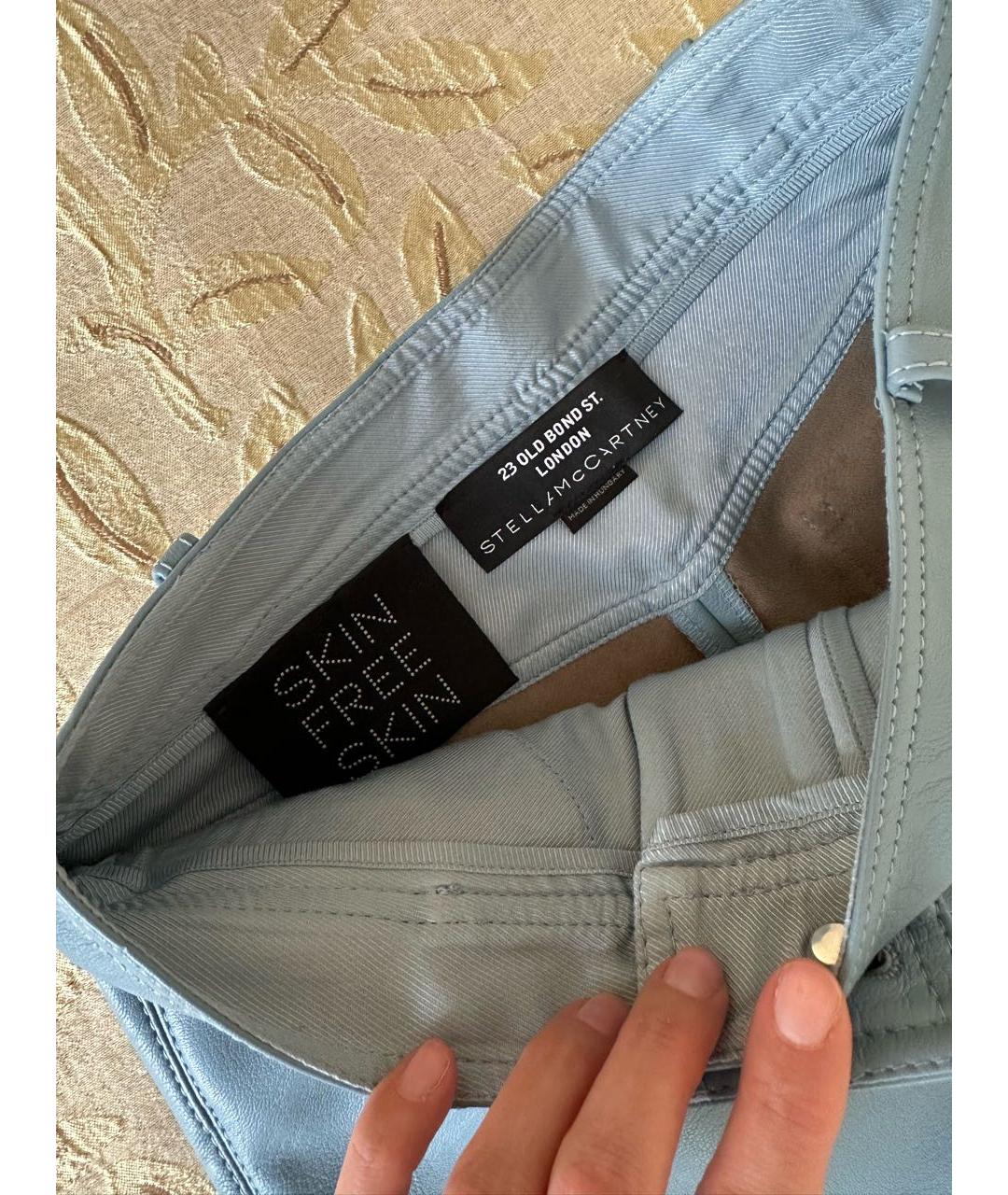 STELLA MCCARTNEY Голубые полиэстеровые прямые брюки, фото 2