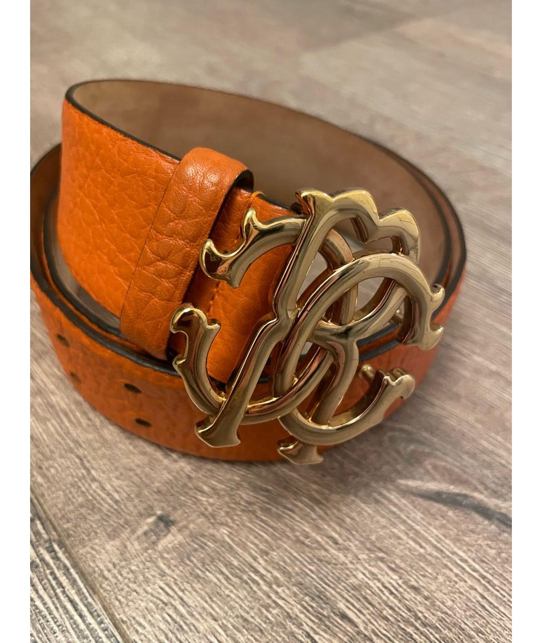 ROBERTO CAVALLI Оранжевый кожаный ремень, фото 5