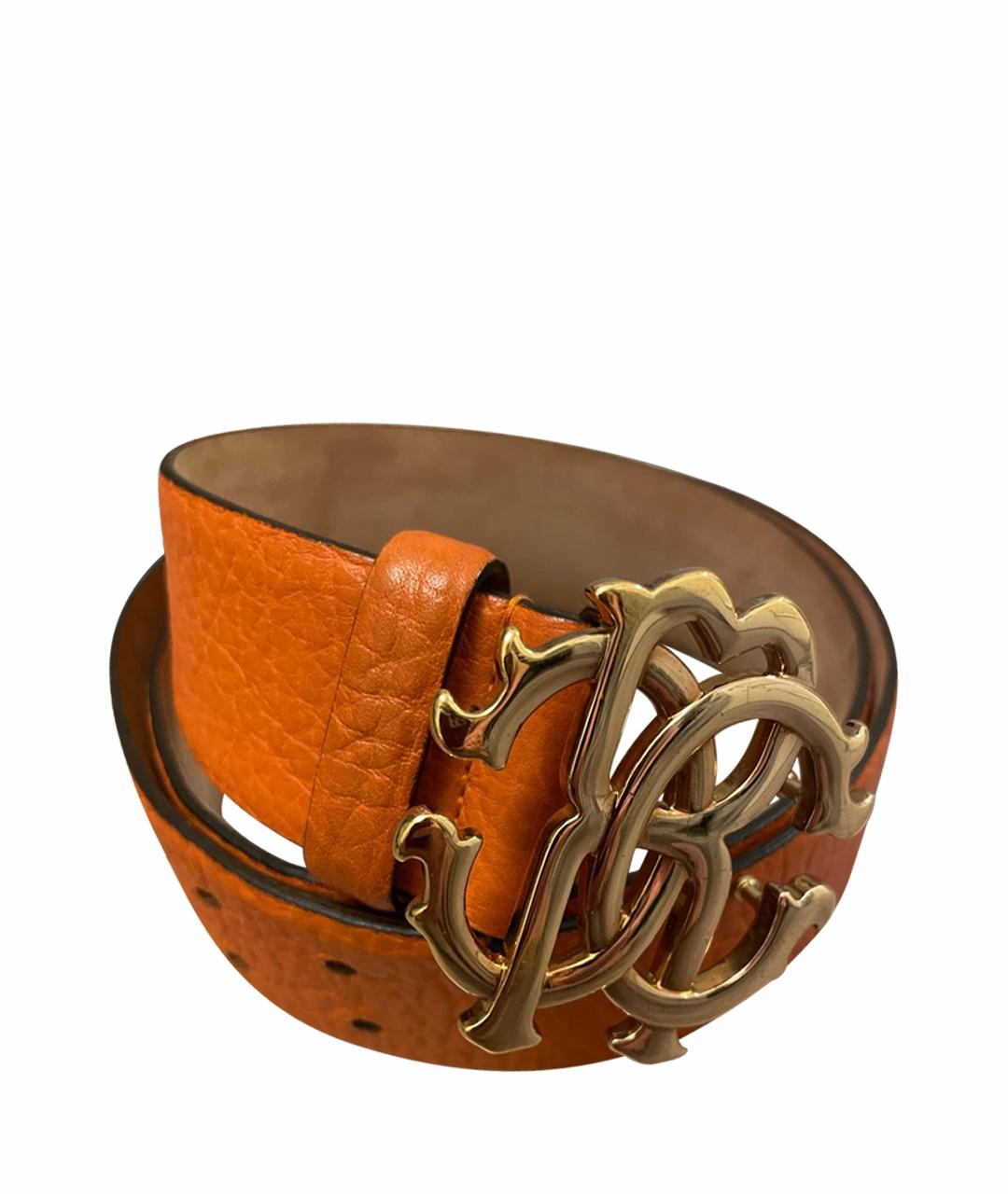 ROBERTO CAVALLI Оранжевый кожаный ремень, фото 1
