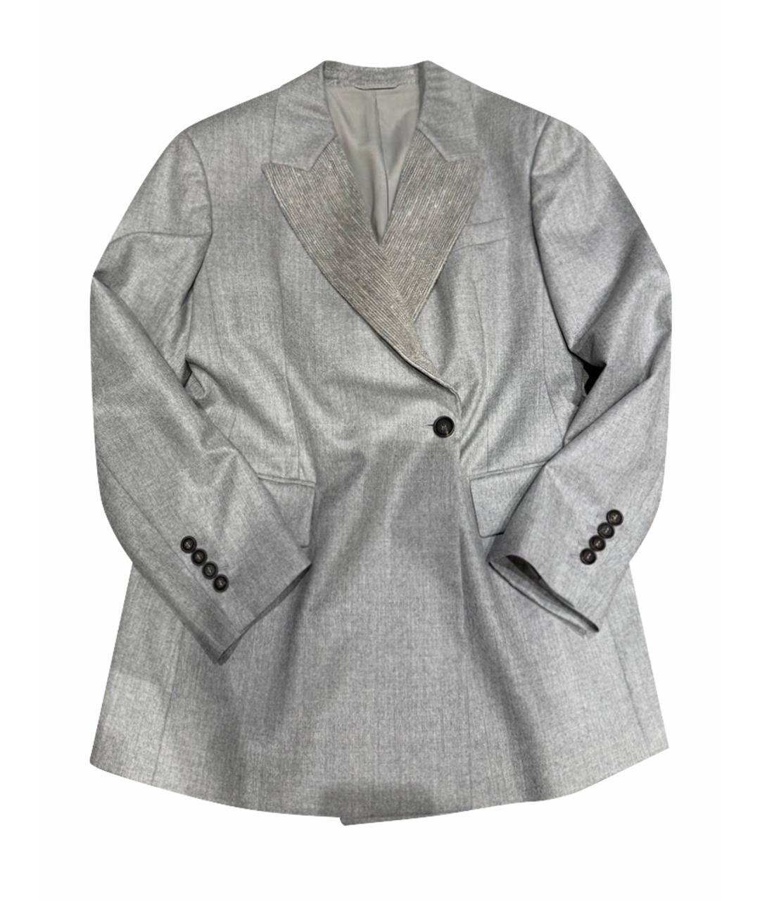 BRUNELLO CUCINELLI Серый шерстяной костюм с брюками, фото 1