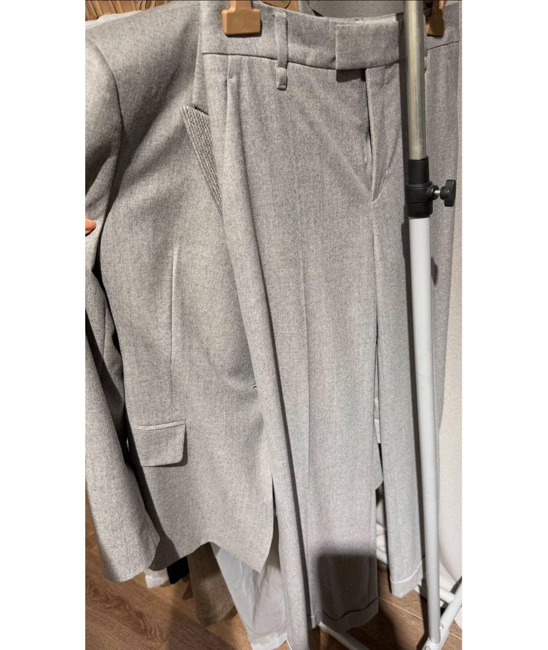 BRUNELLO CUCINELLI Серый шерстяной костюм с брюками, фото 2