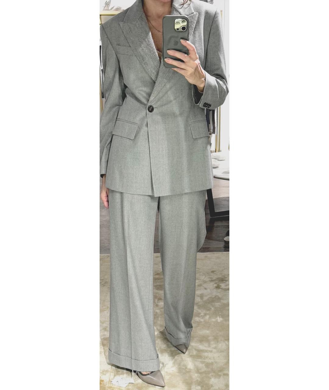 BRUNELLO CUCINELLI Серый шерстяной костюм с брюками, фото 4