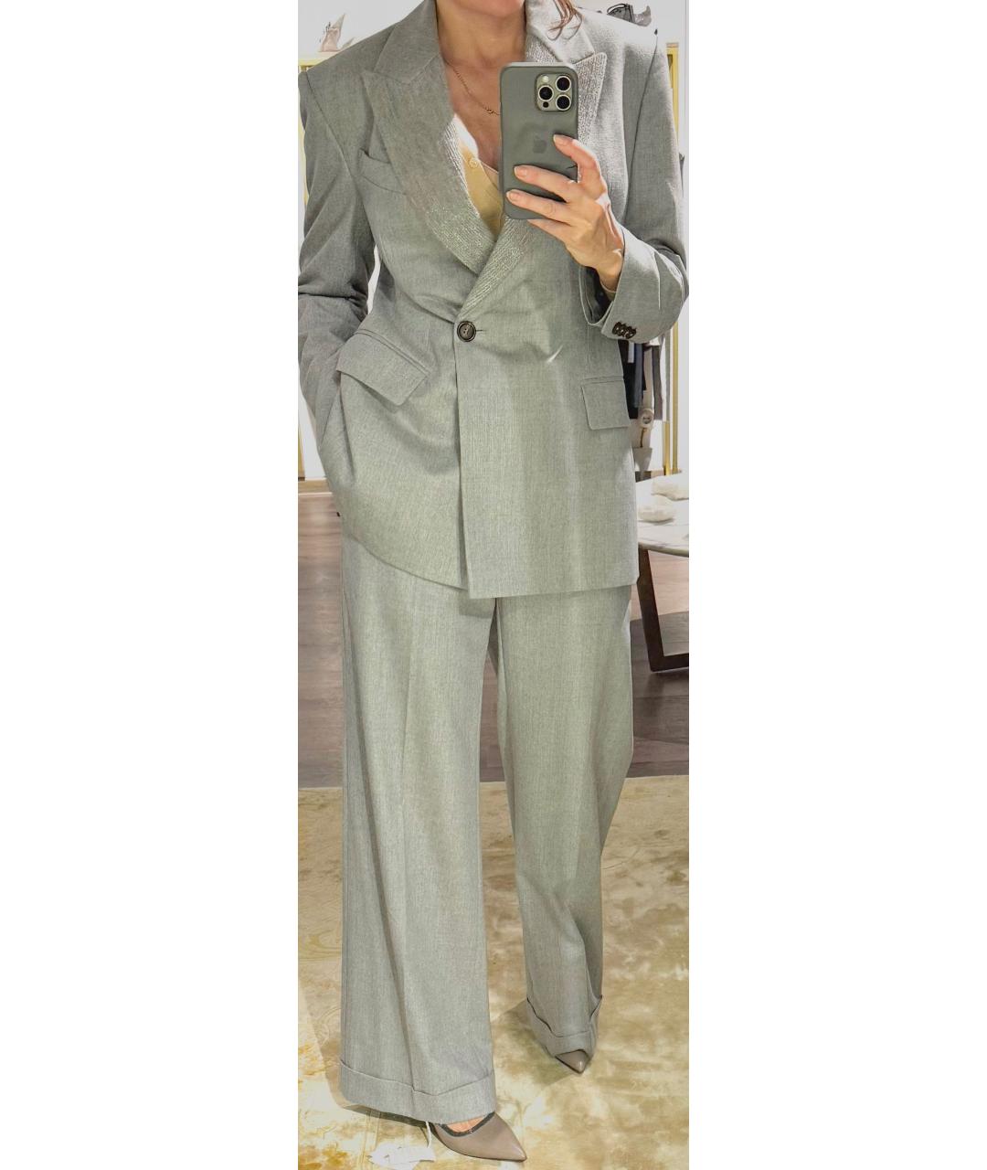 BRUNELLO CUCINELLI Серый шерстяной костюм с брюками, фото 5