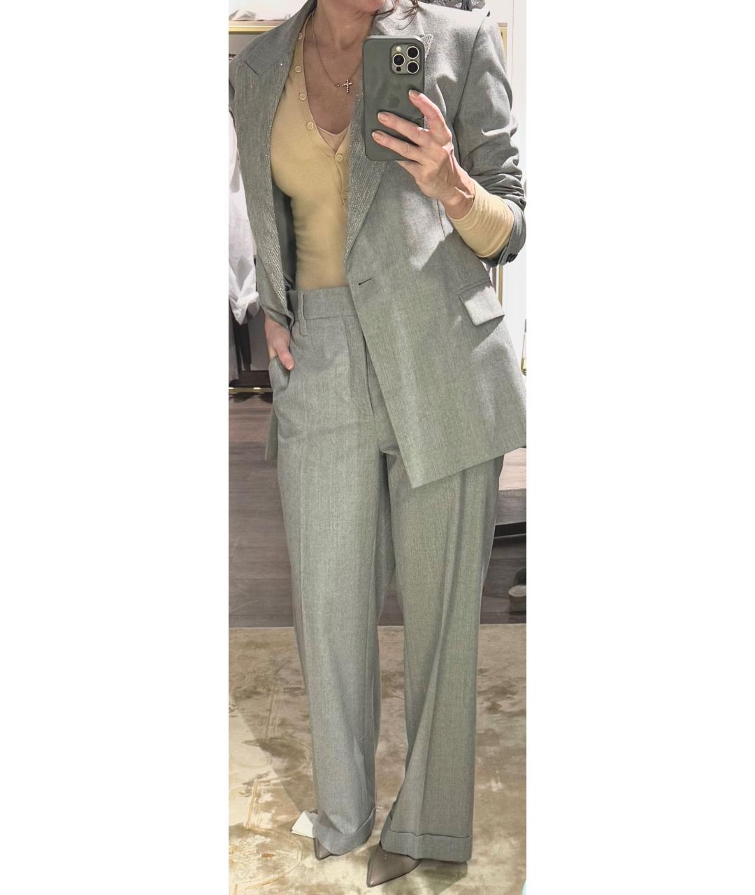 BRUNELLO CUCINELLI Серый шерстяной костюм с брюками, фото 8