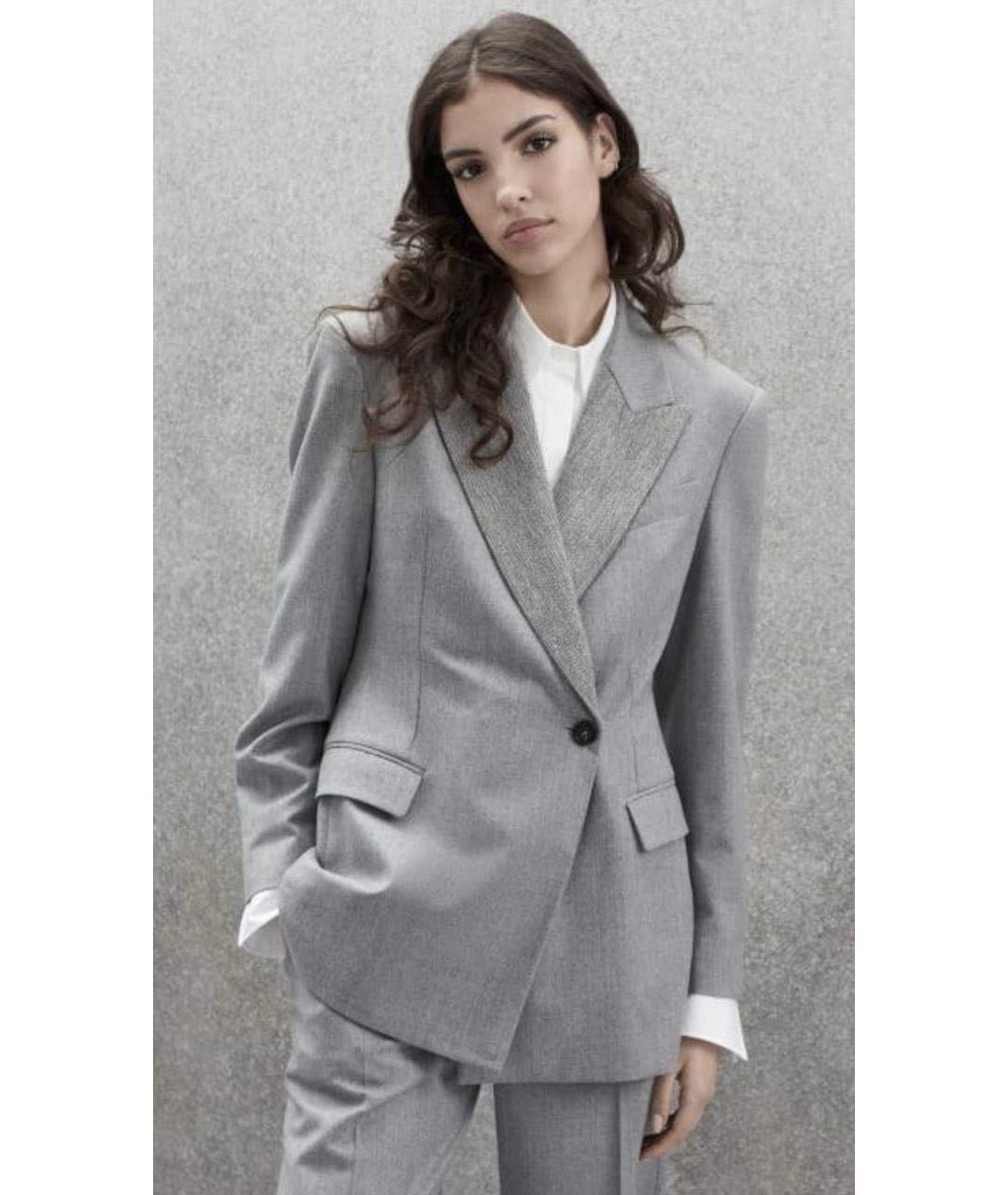 BRUNELLO CUCINELLI Серый шерстяной костюм с брюками, фото 3