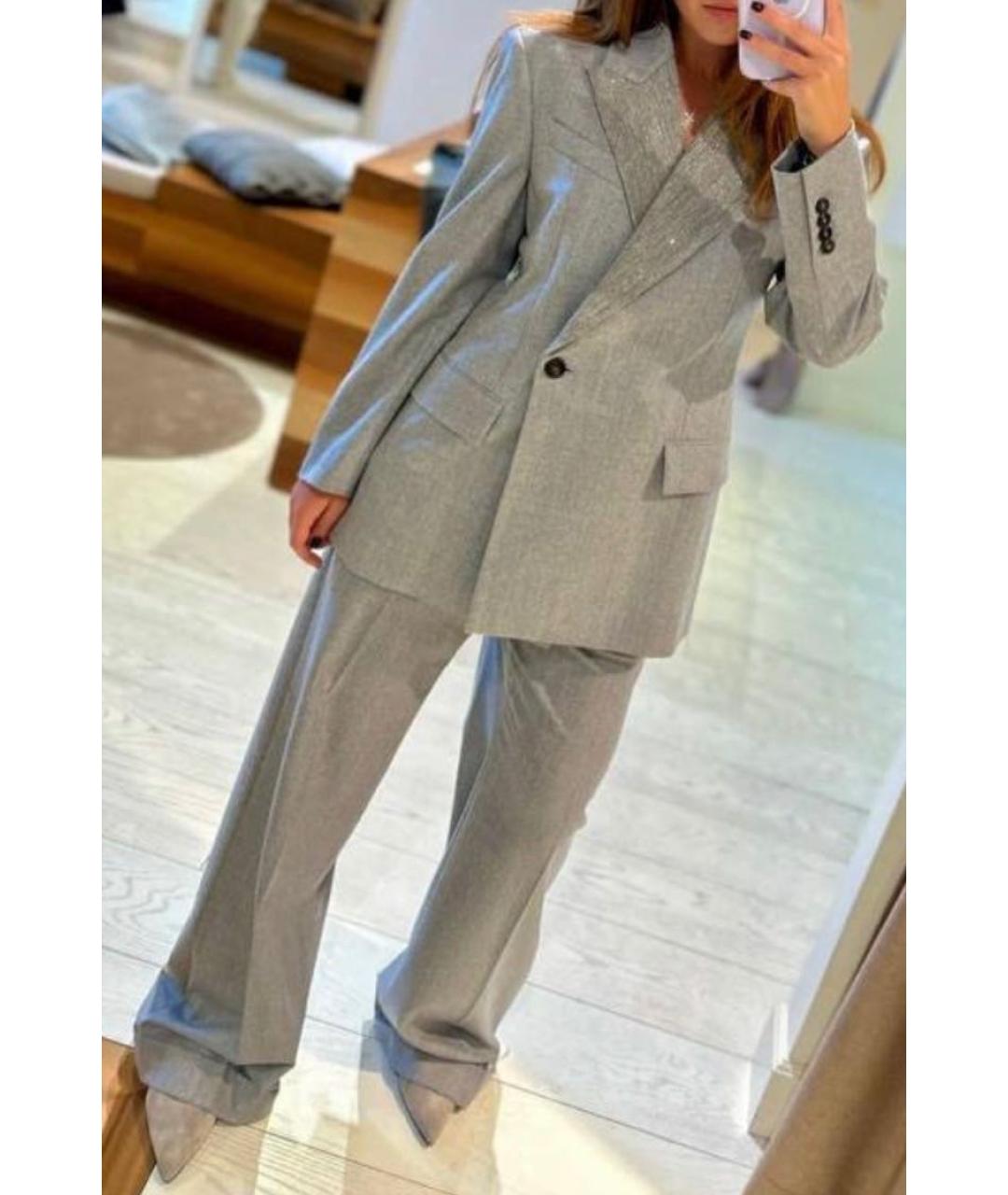 BRUNELLO CUCINELLI Серый шерстяной костюм с брюками, фото 7