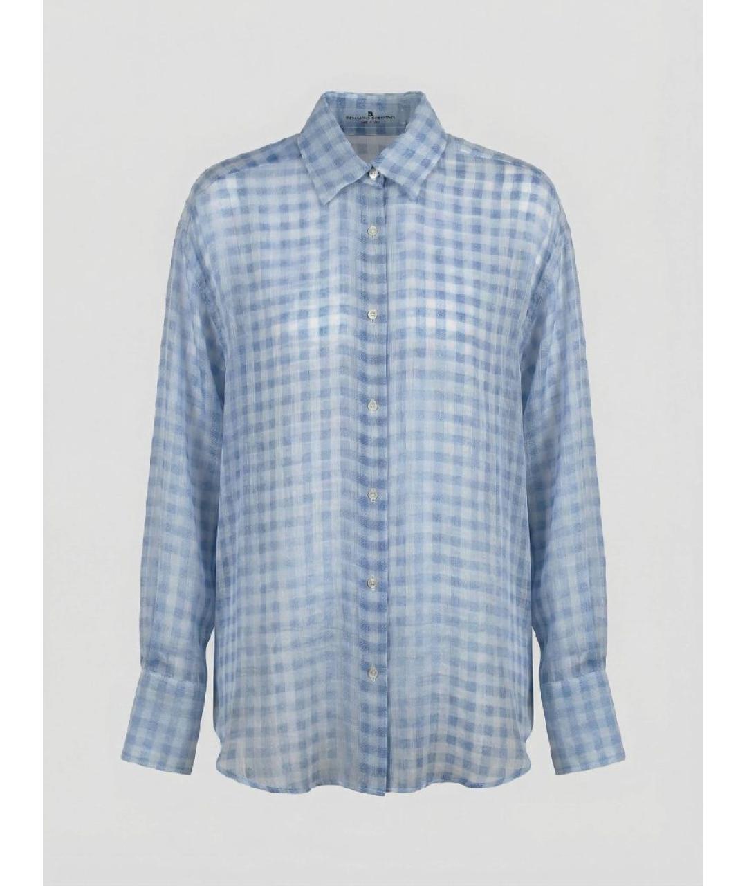 ERMANNO SCERVINO Голубая шелковая рубашка, фото 10