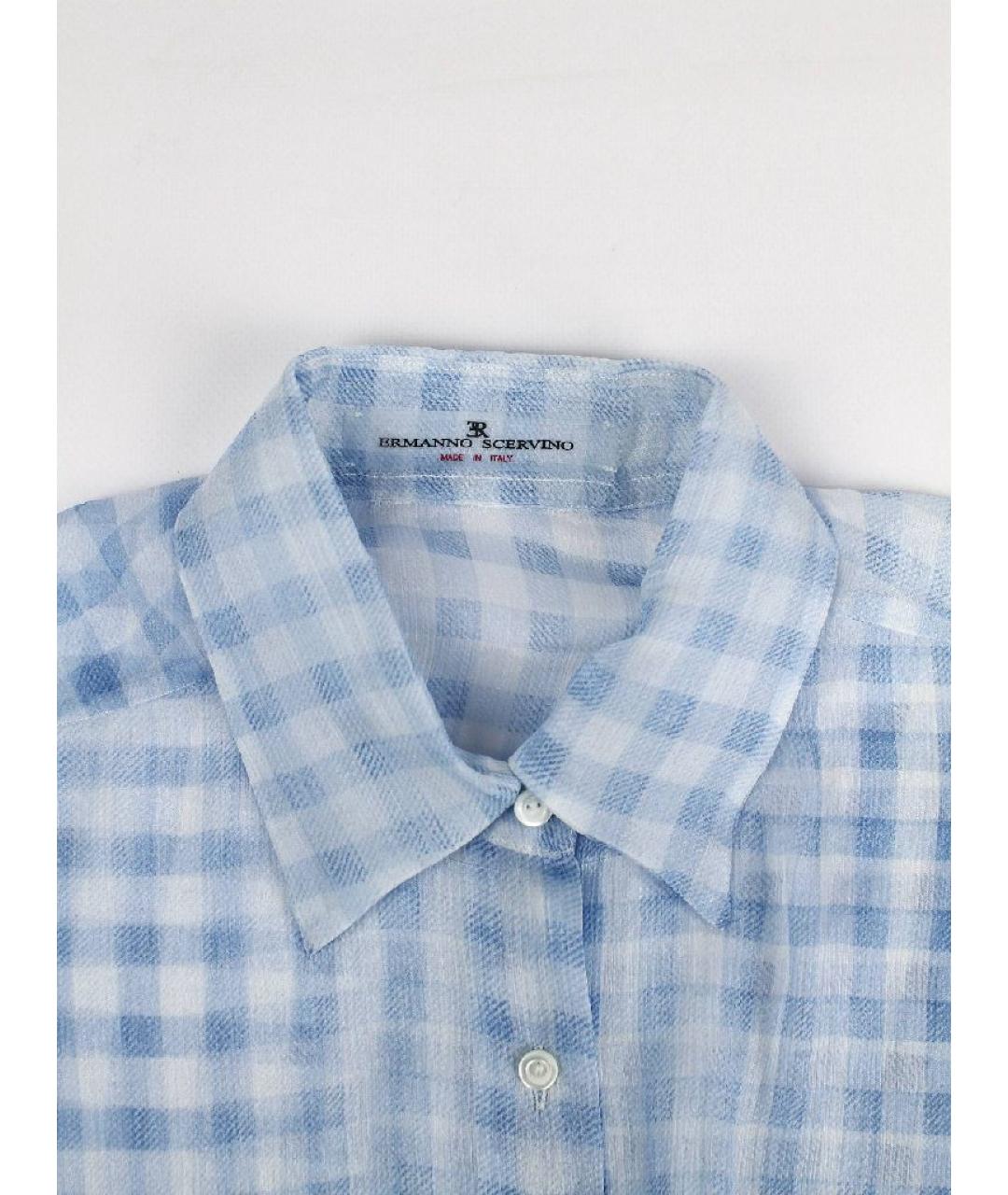 ERMANNO SCERVINO Голубая шелковая рубашка, фото 3