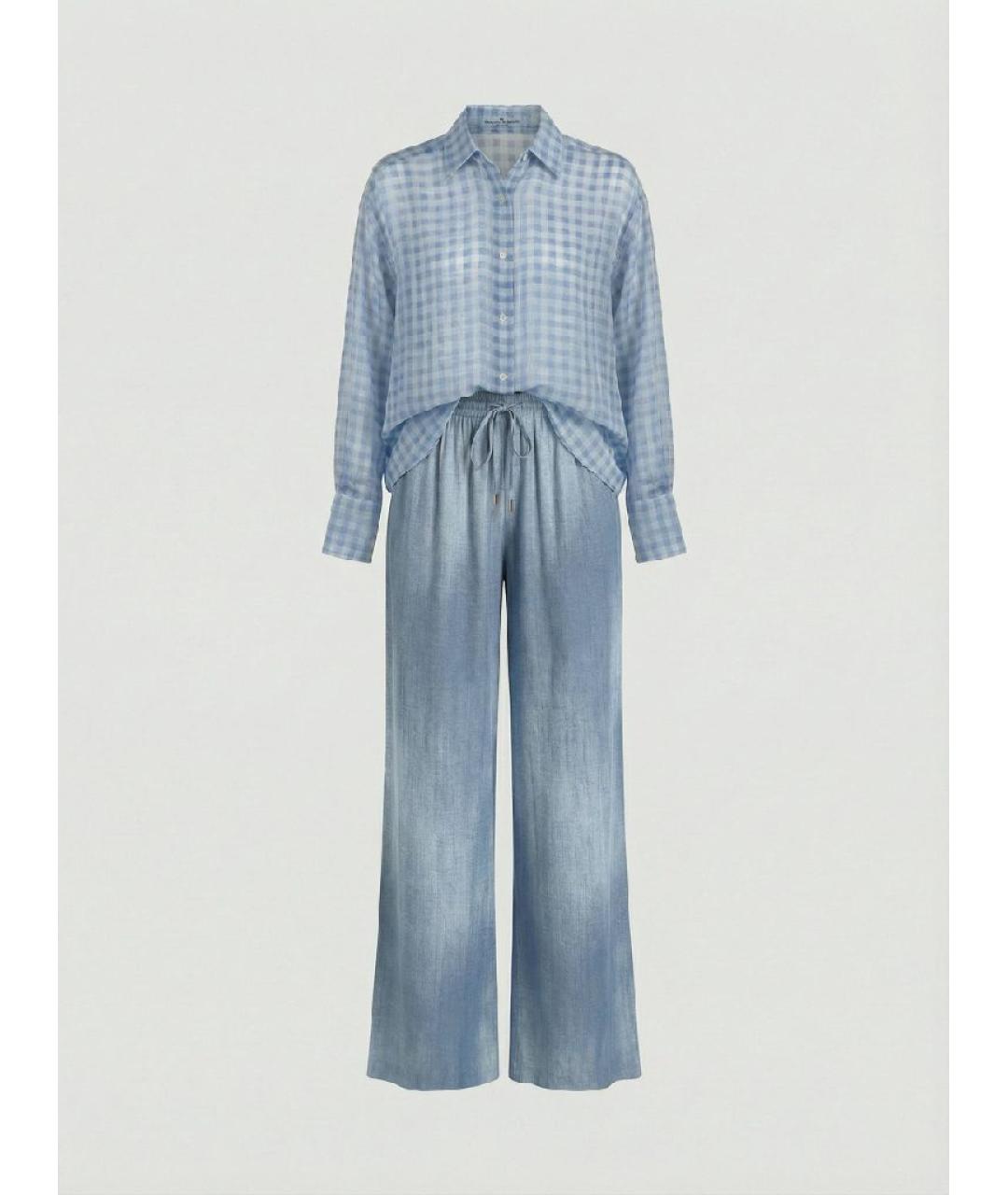 ERMANNO SCERVINO Голубая шелковая рубашка, фото 4