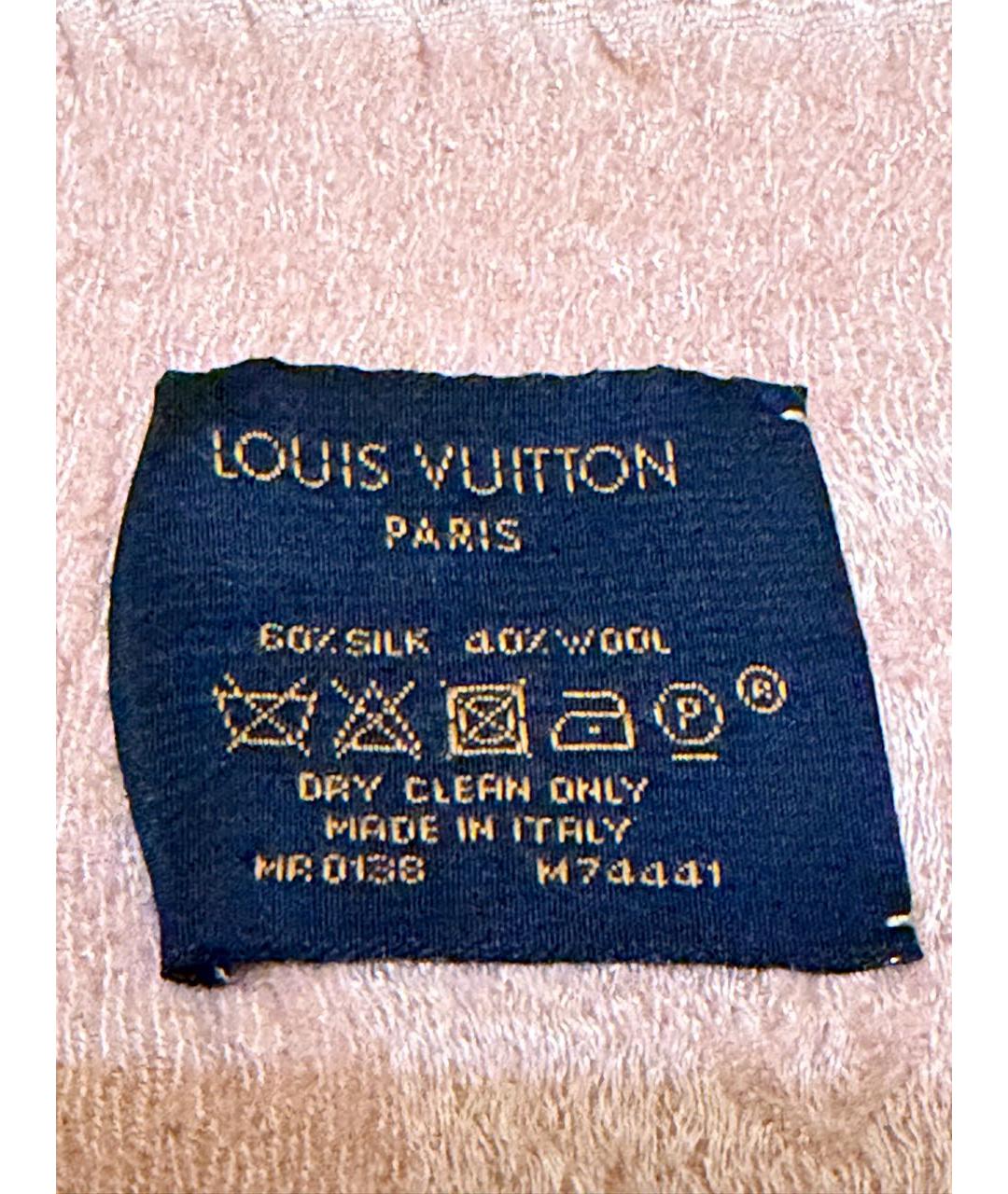 LOUIS VUITTON Розовый шелковый платок, фото 3