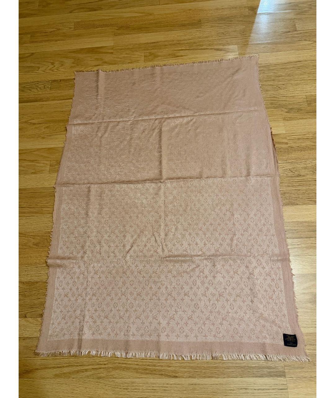 LOUIS VUITTON Розовый шелковый платок, фото 6