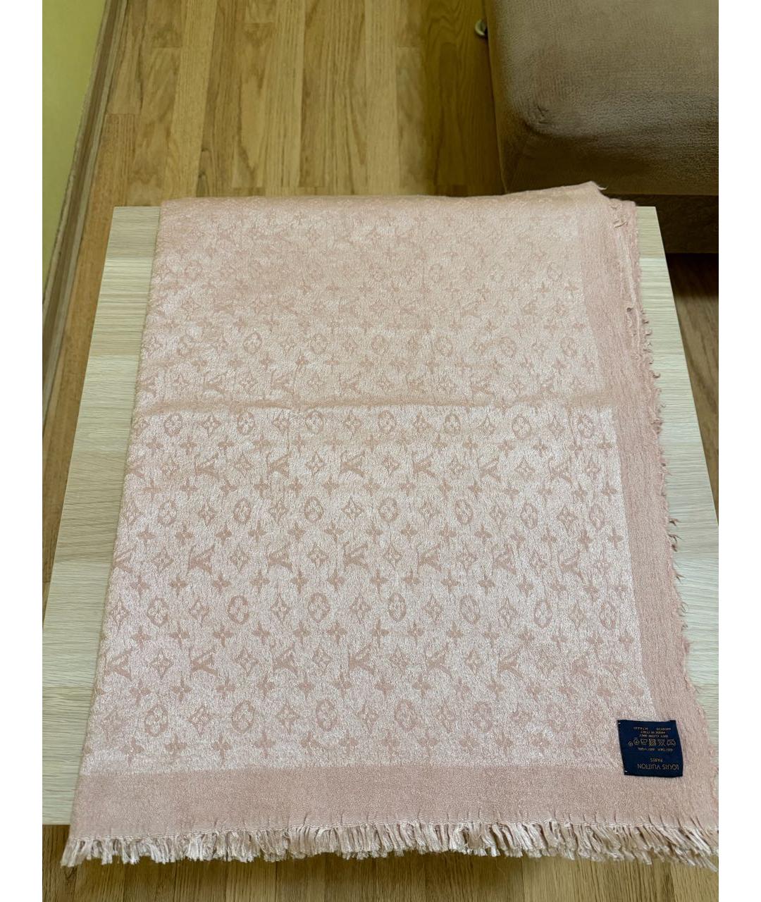 LOUIS VUITTON Розовый шелковый платок, фото 4