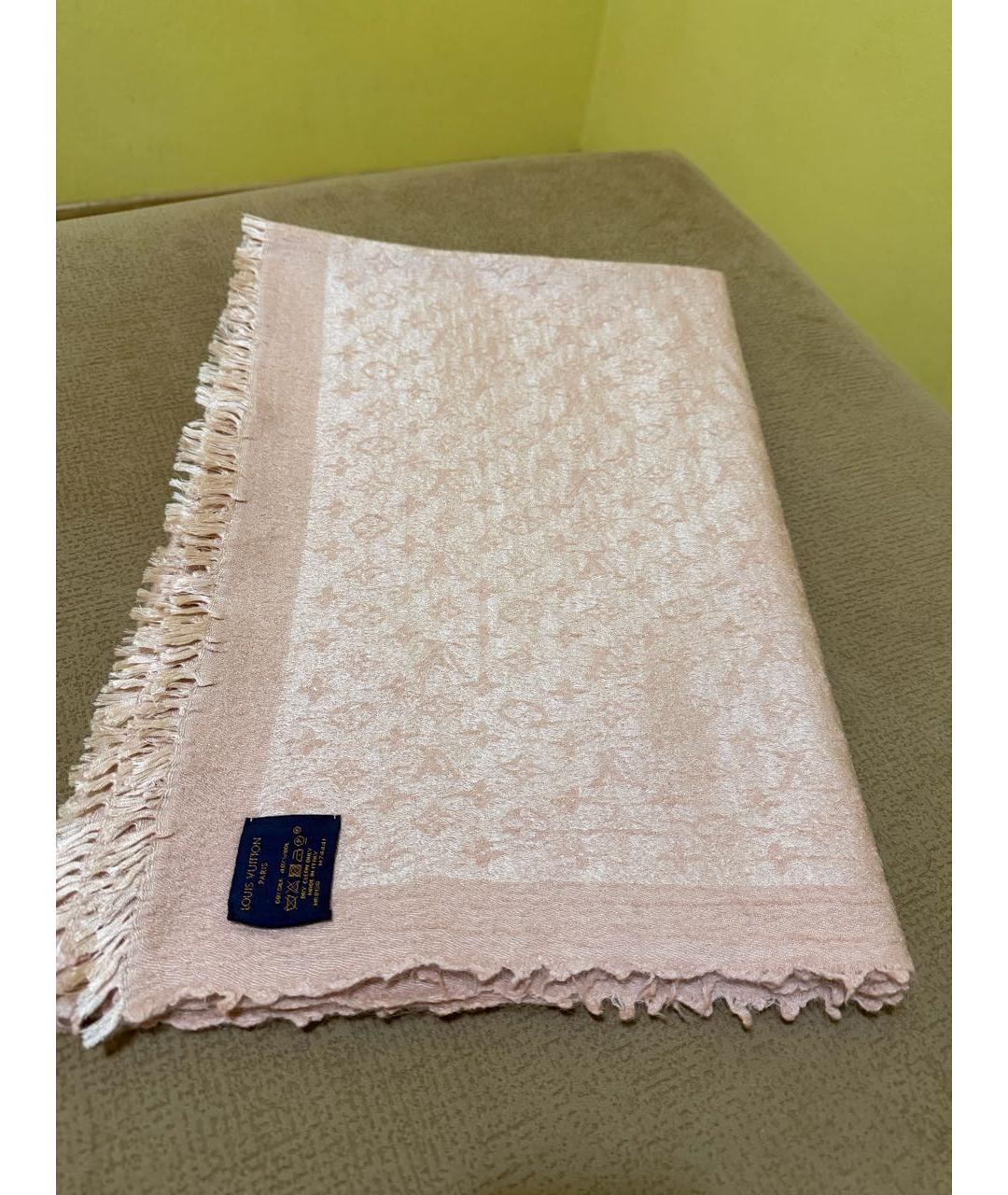 LOUIS VUITTON Розовый шелковый платок, фото 5