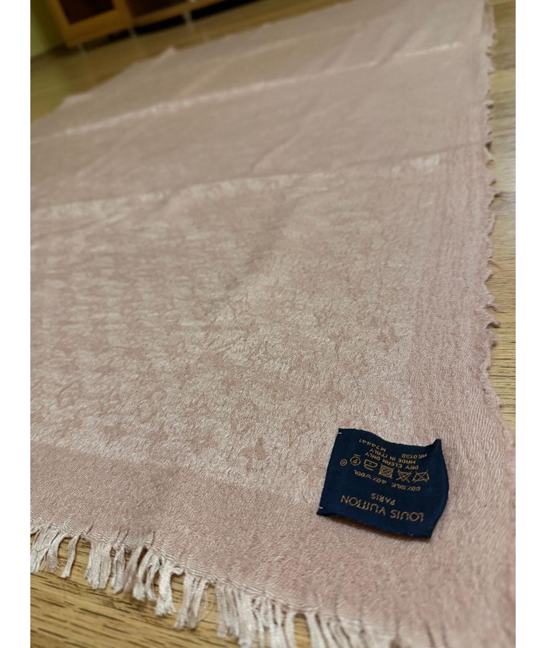 LOUIS VUITTON Розовый шелковый платок, фото 2