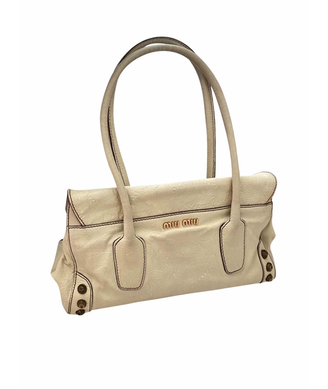 MIU MIU Белая кожаная сумка с короткими ручками, фото 11
