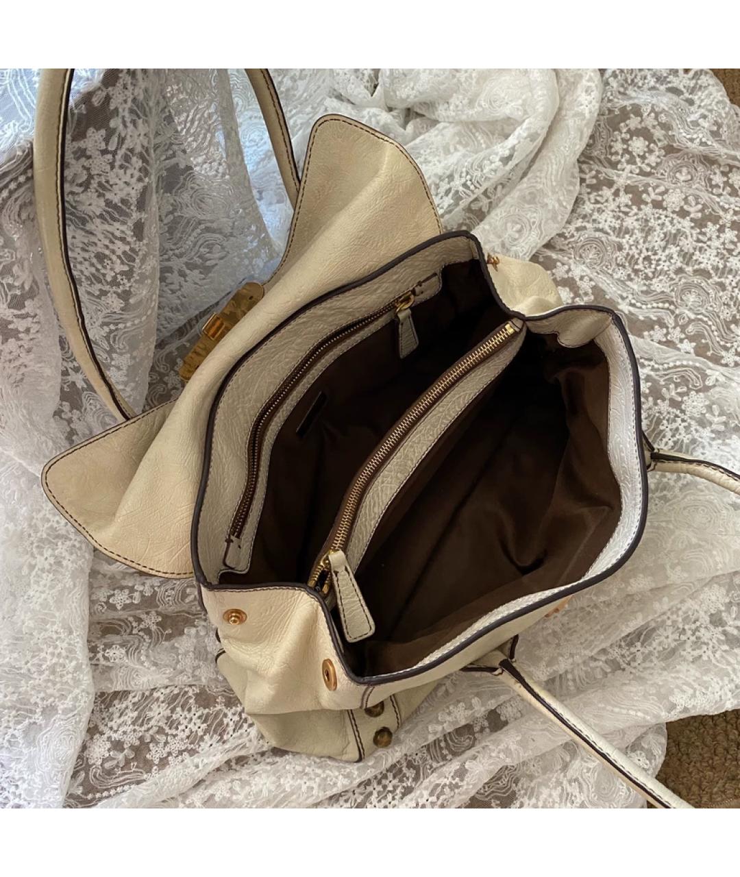 MIU MIU Белая кожаная сумка с короткими ручками, фото 7