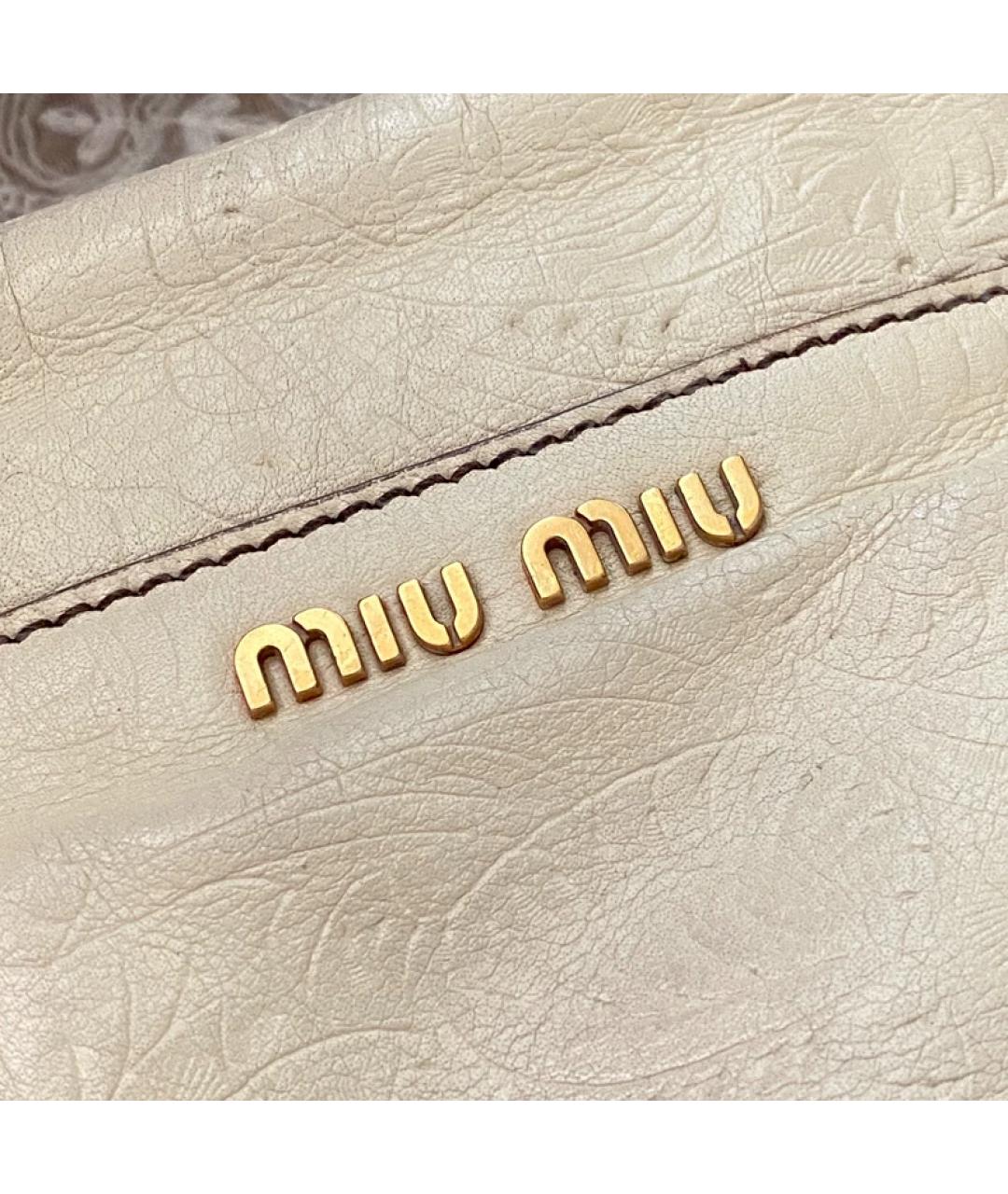 MIU MIU Белая кожаная сумка с короткими ручками, фото 4