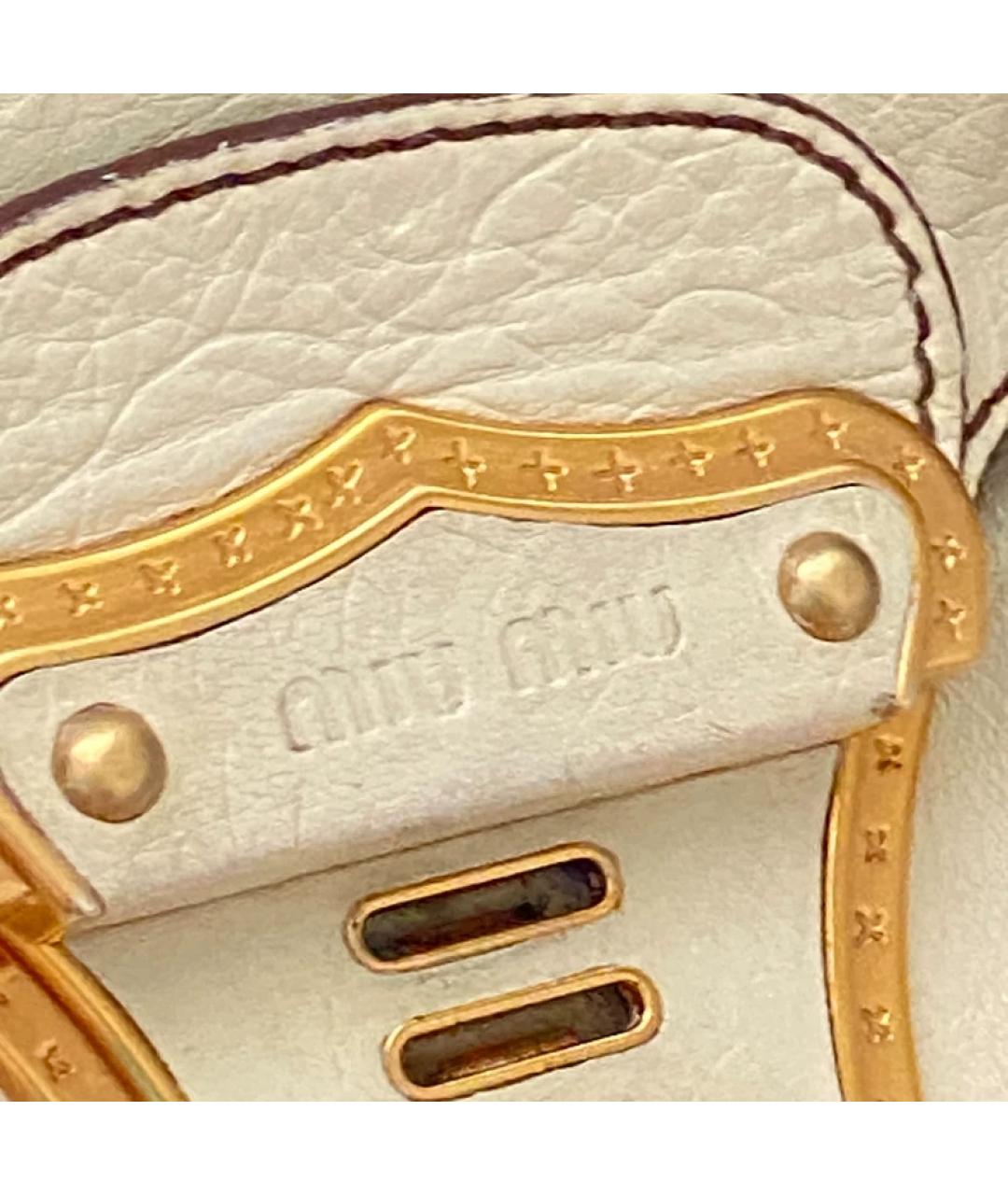 MIU MIU Белая кожаная сумка с короткими ручками, фото 3