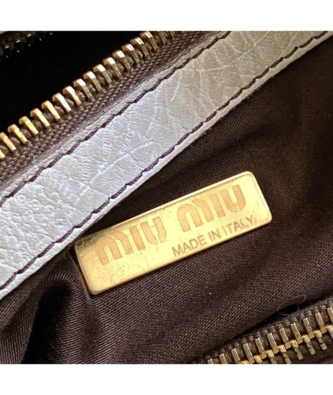 MIU MIU Белая кожаная сумка с короткими ручками, фото 6